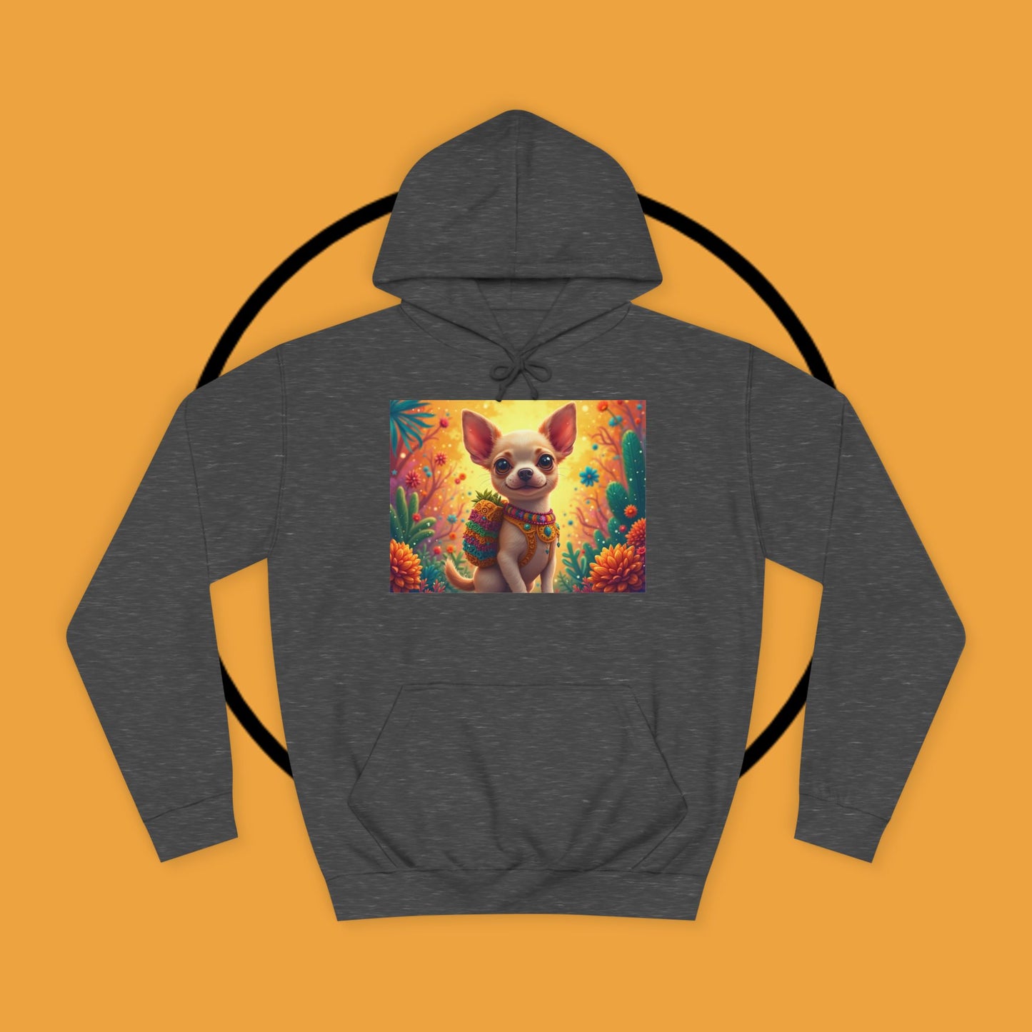 "Mexican Fiesta Chihuahua Hoodie | Day of Dead Dog Art | Colorful Desert Cactus Design | Cinco de Mayo Gift"