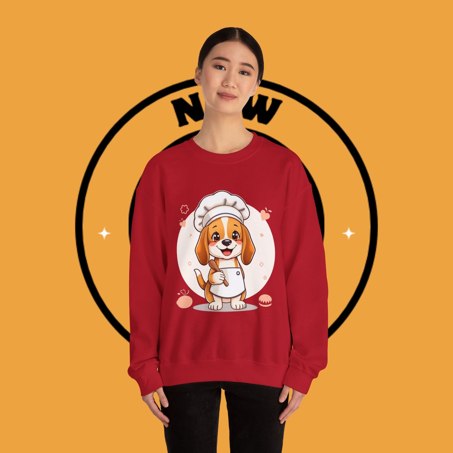 Chef Dog Crewneck Sweatshirt - Kawaii Beagle Design with Chef Hat