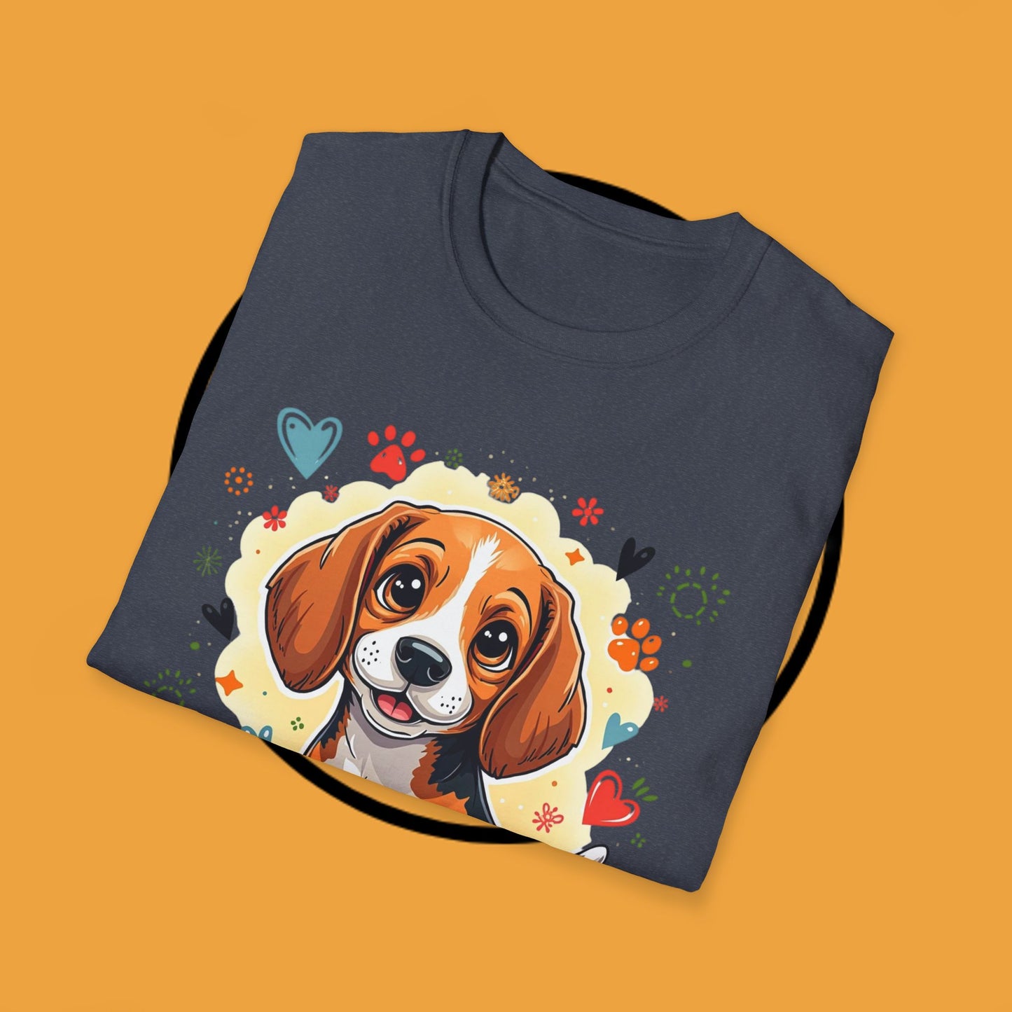 Adorable Beagle Puppy with Hearts & Paws T-Shirt - Cute Dog Love Design Graphic Tee