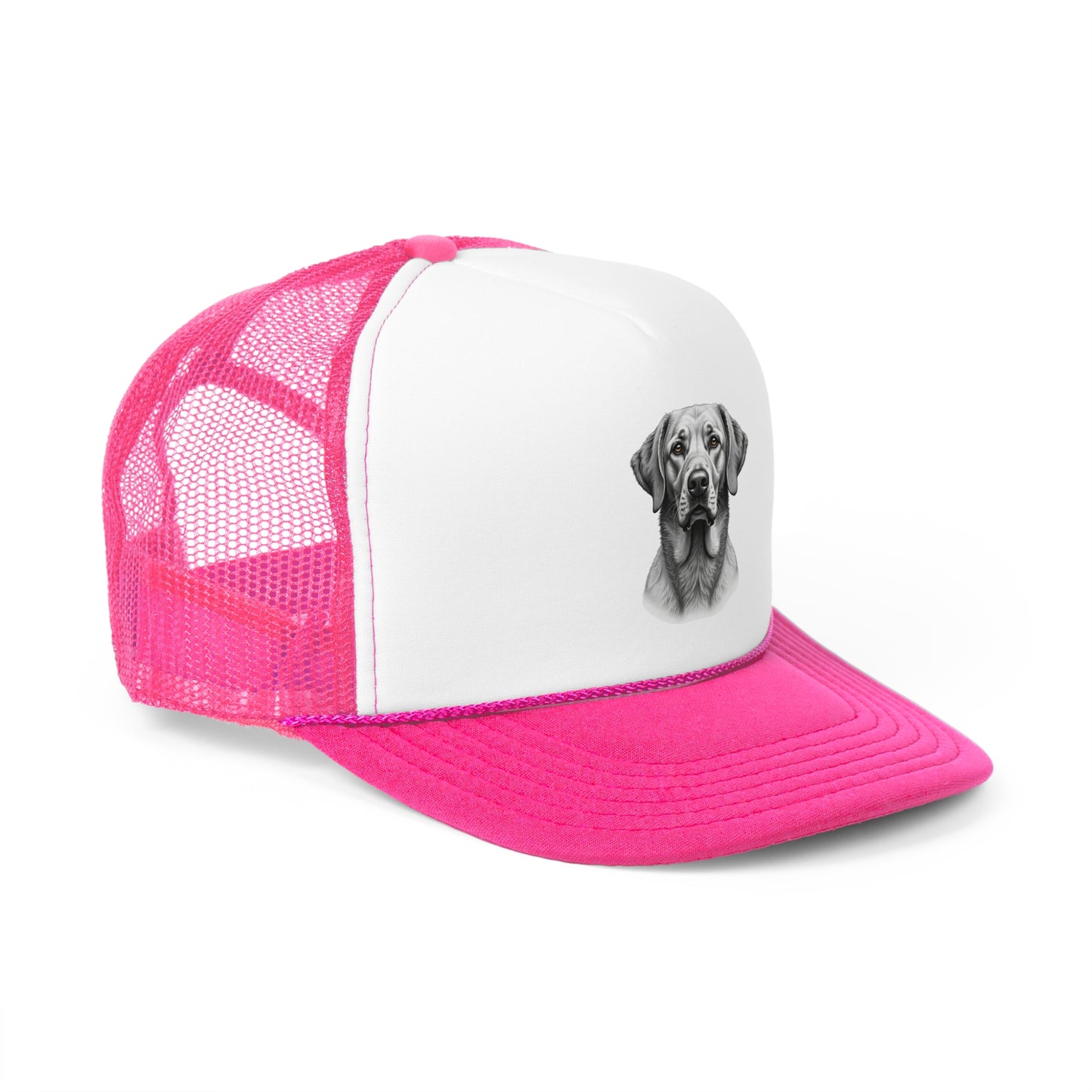 Hyperrealistic Labrador Trucker Cap - Professional Black White Portrait - Unisex Artistic Cap