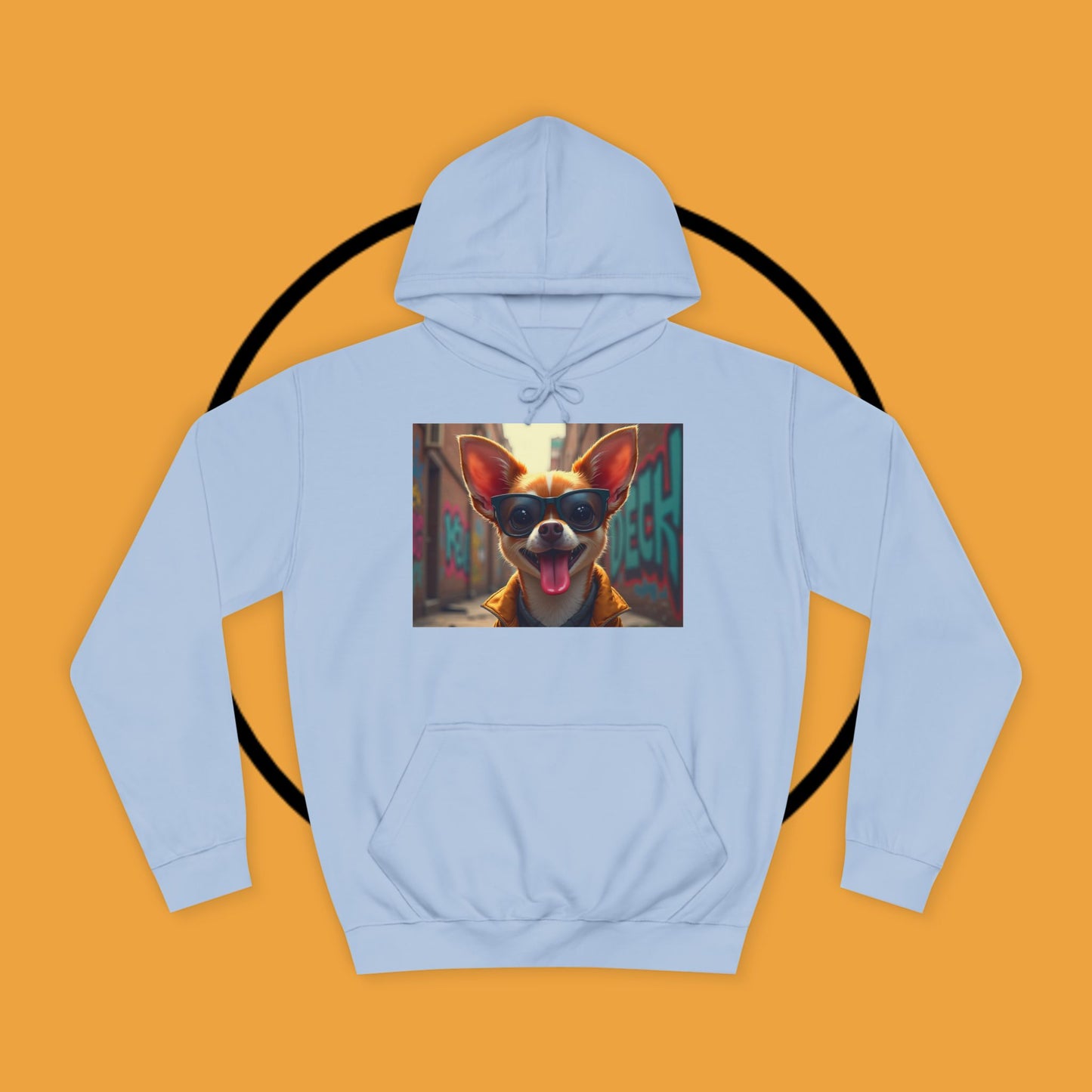 "Hip Chihuahua Sunglasses Hoodie | Cool Street Dog Art | Urban Hipster Pet Fashion | Trendy Animal Streetwear"