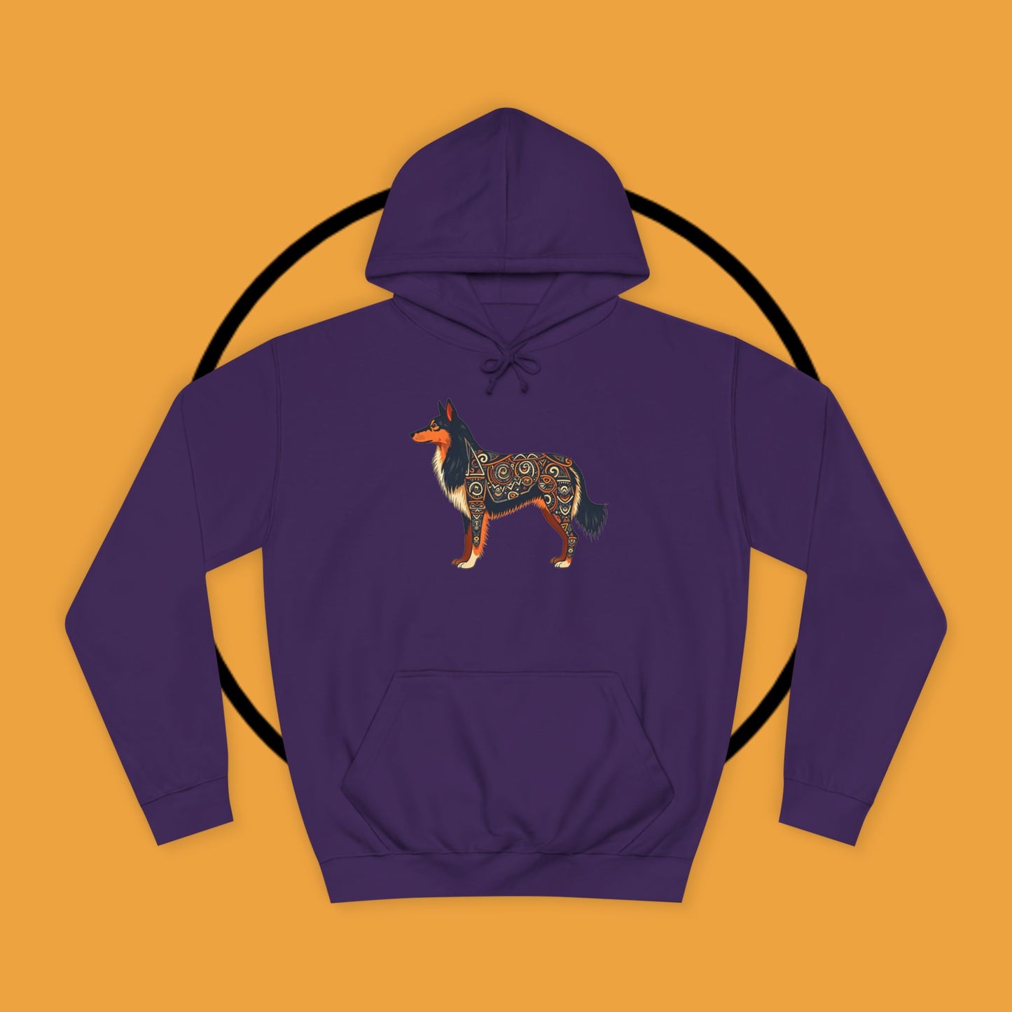 "Tribal Border Collie Mandala Hoodie - Sacred Geometry Dog Art Sweatshirt | Spiritual Celtic Design"