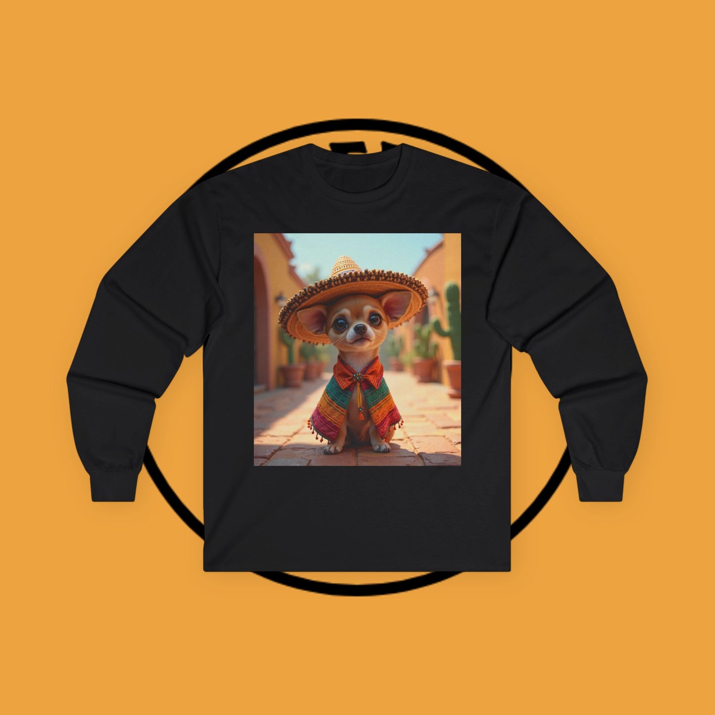 Mariachi Chihuahua Long Sleeve Tee - Authentic Mexican Fiesta Design