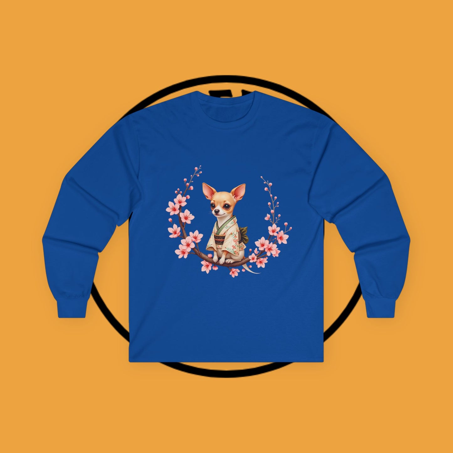 ๐ธ Sakura Chihuahua Kimono Long Sleeve Tee - Japanese Cherry Blossom Design