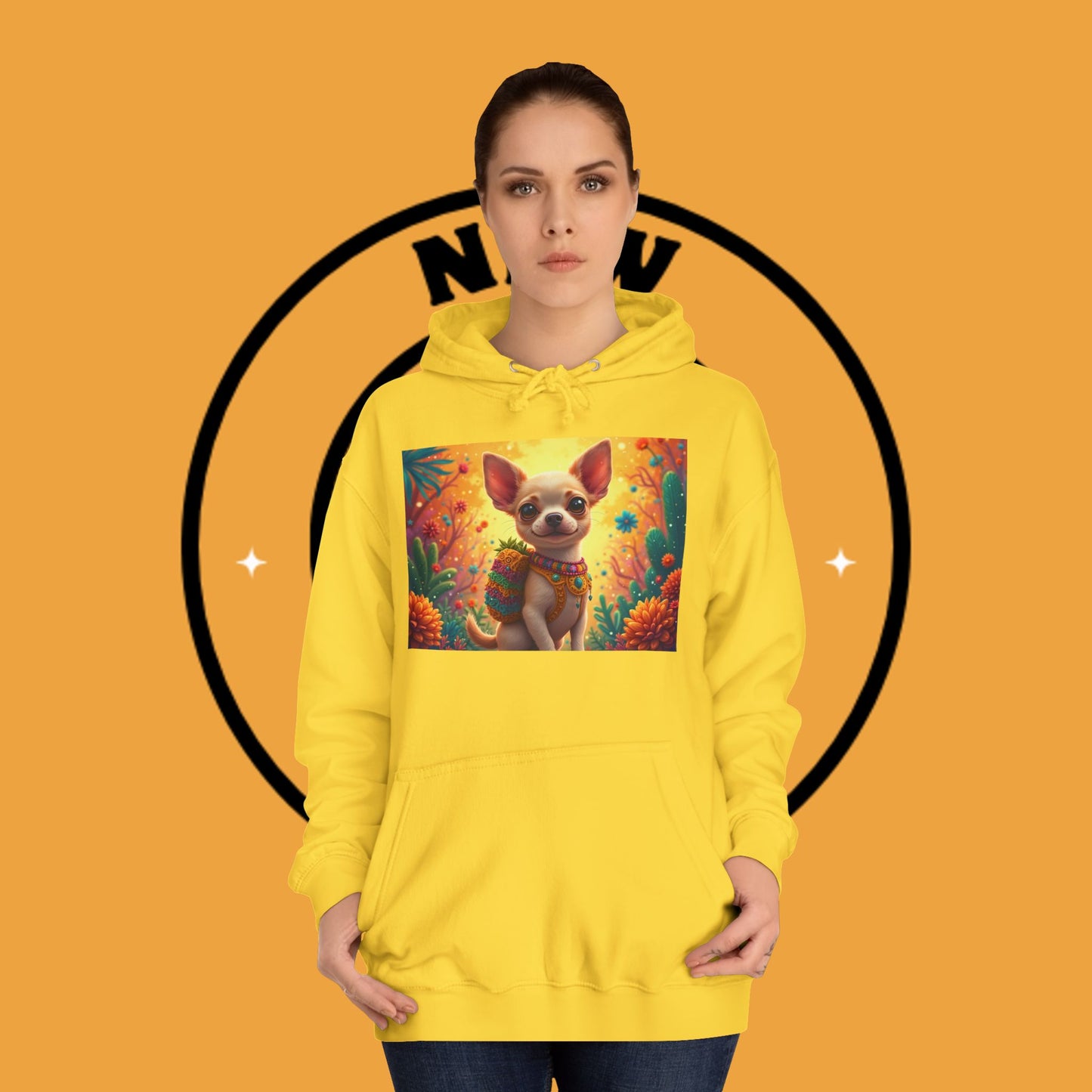 "Mexican Fiesta Chihuahua Hoodie | Day of Dead Dog Art | Colorful Desert Cactus Design | Cinco de Mayo Gift"