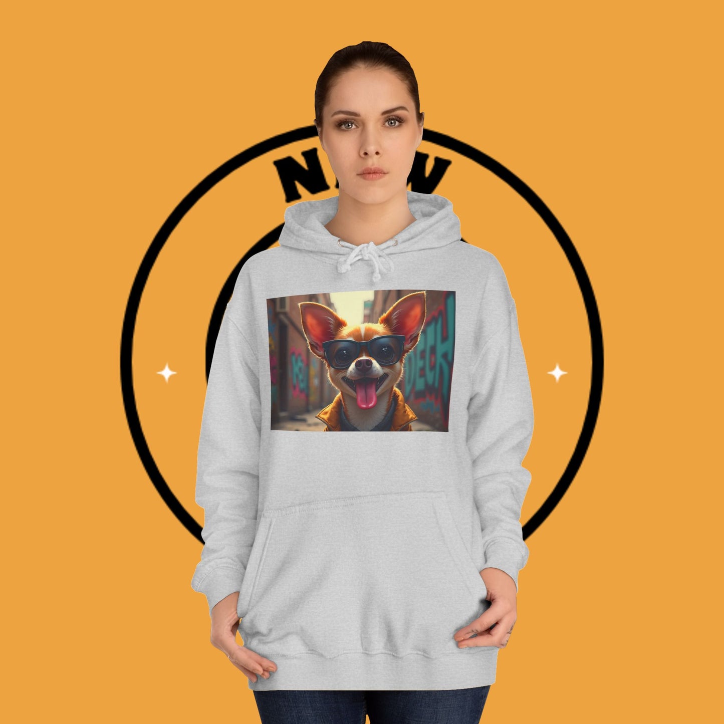 "Hip Chihuahua Sunglasses Hoodie | Cool Street Dog Art | Urban Hipster Pet Fashion | Trendy Animal Streetwear"
