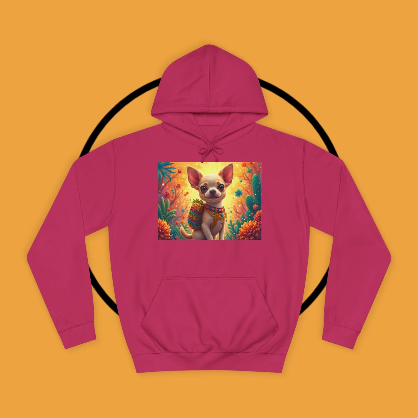 "Mexican Fiesta Chihuahua Hoodie | Day of Dead Dog Art | Colorful Desert Cactus Design | Cinco de Mayo Gift"