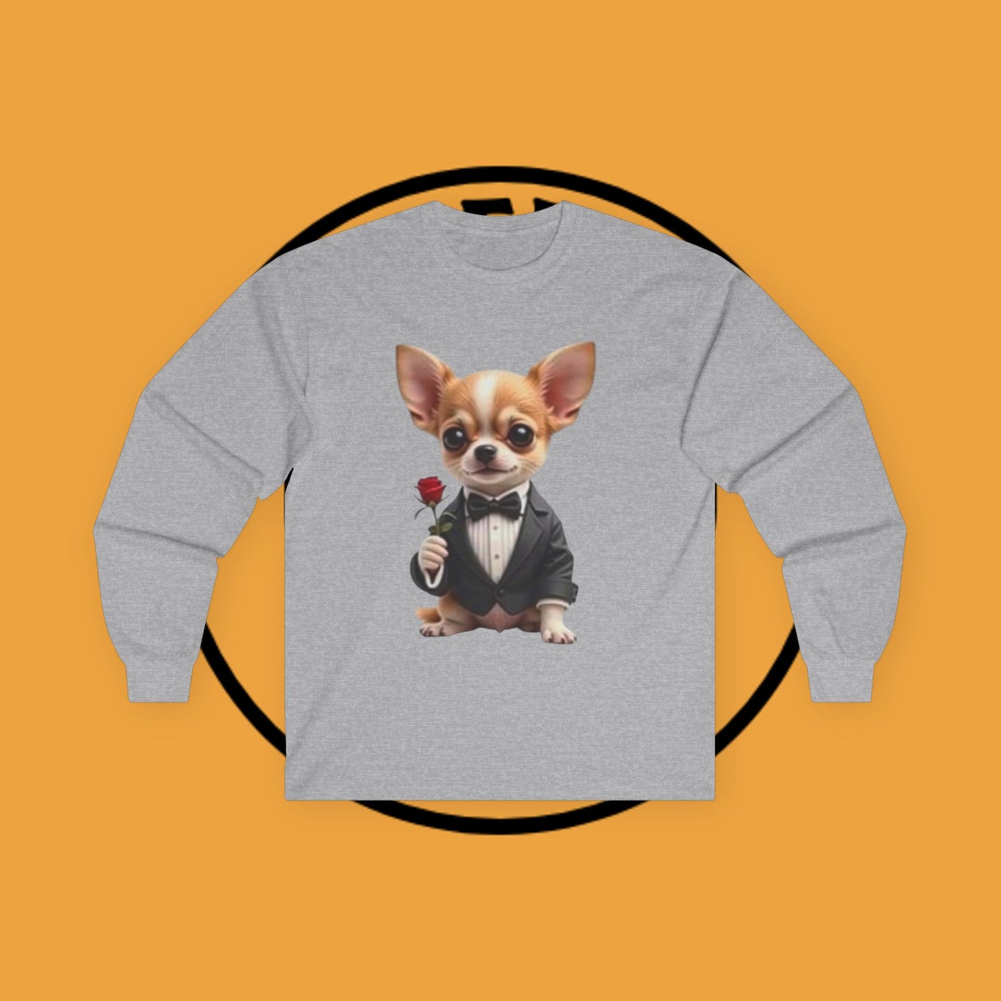 ๐น Gentleman Chihuahua Long Sleeve Tee - Dapper Dog in Tuxedo Design