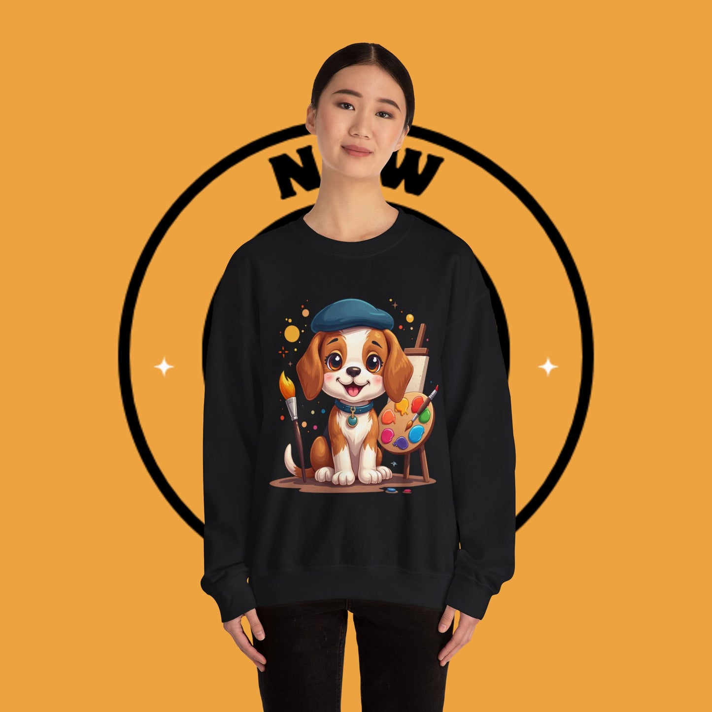 Dog Lover Crewneck Sweatshirt - Beagle Artista π¨ ARTIST BEAGLE SWEATSHIRT - UNLEASH YOUR CREATIVITY! π¨