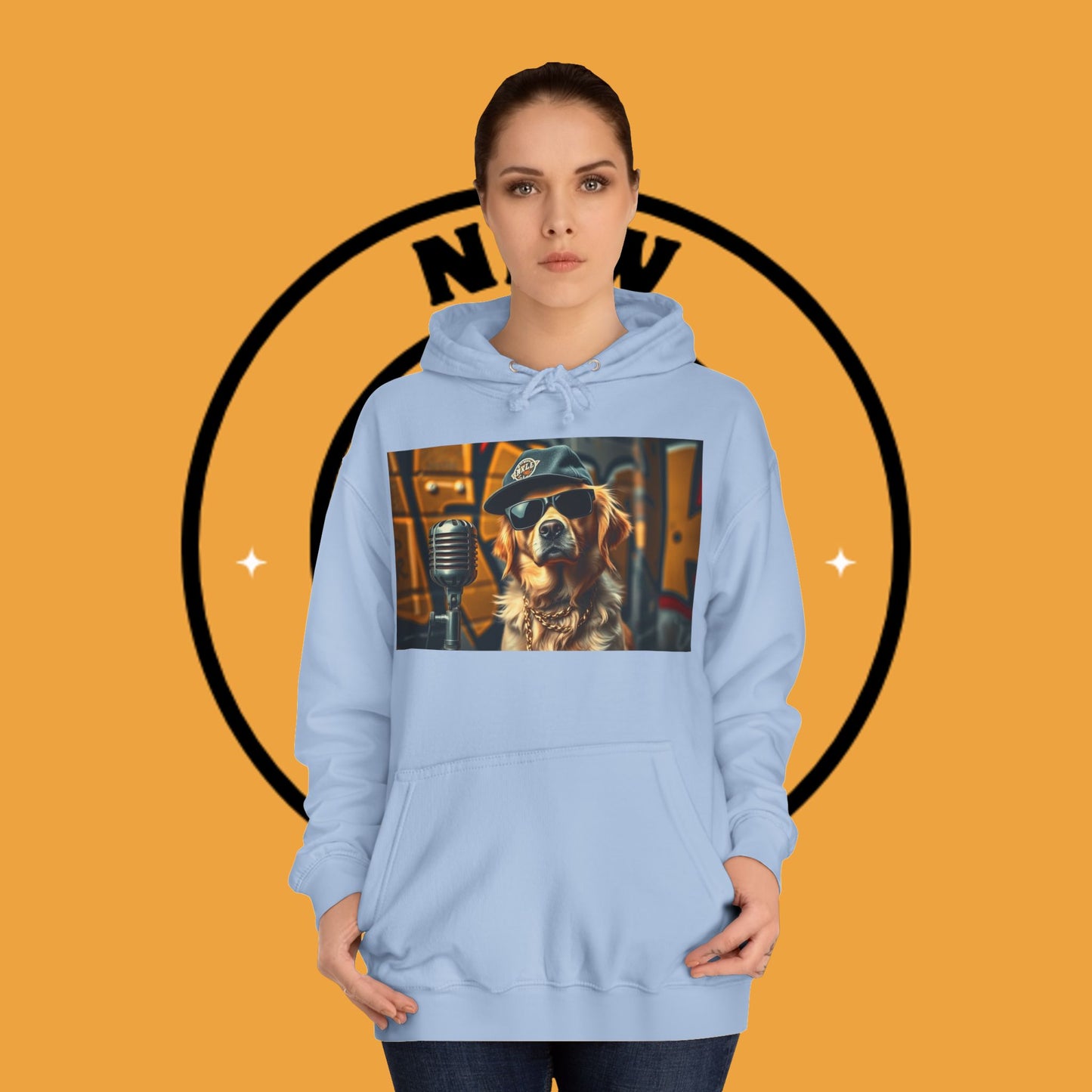 Hip Hop Hound - Cool Dog Rapper with Microphone - Rapper Dog Hoodie: Street Style Icon with Retro Vibes - Unisex Hoodie