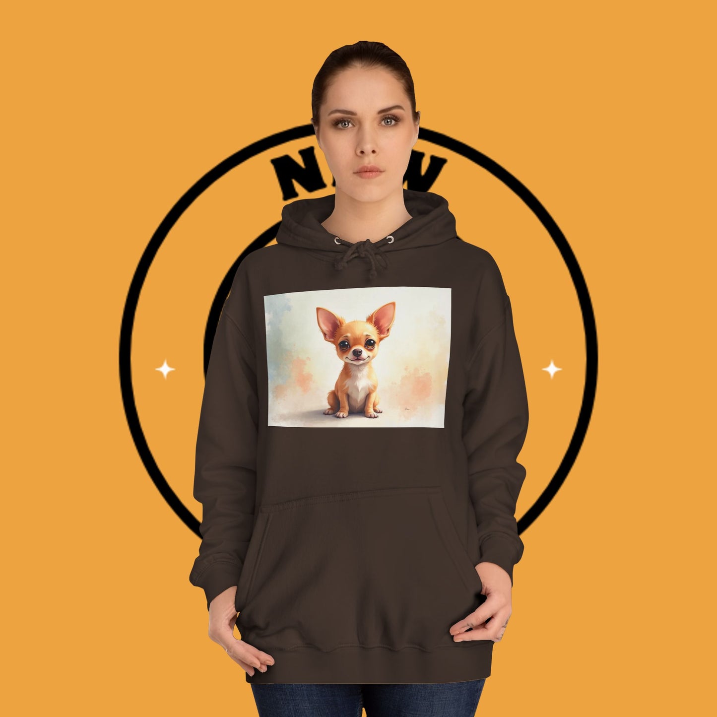 Watercolor Chihuahua Puppy Hoodie - Artistic Dog Portrait Sweatshirt