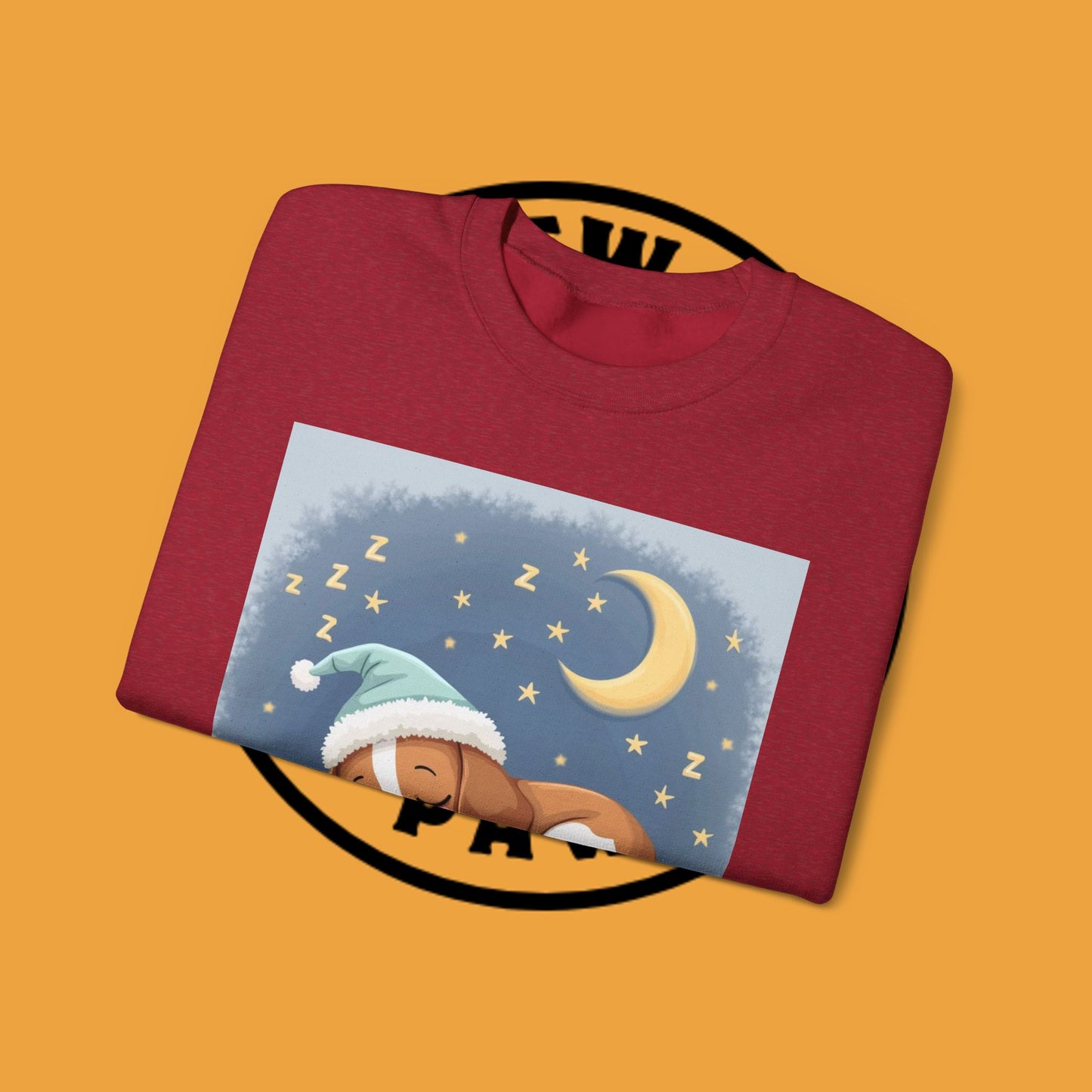 Sleeping Dog Crewneck Sweatshirt - Cute Beagle Design with Moon and Stars