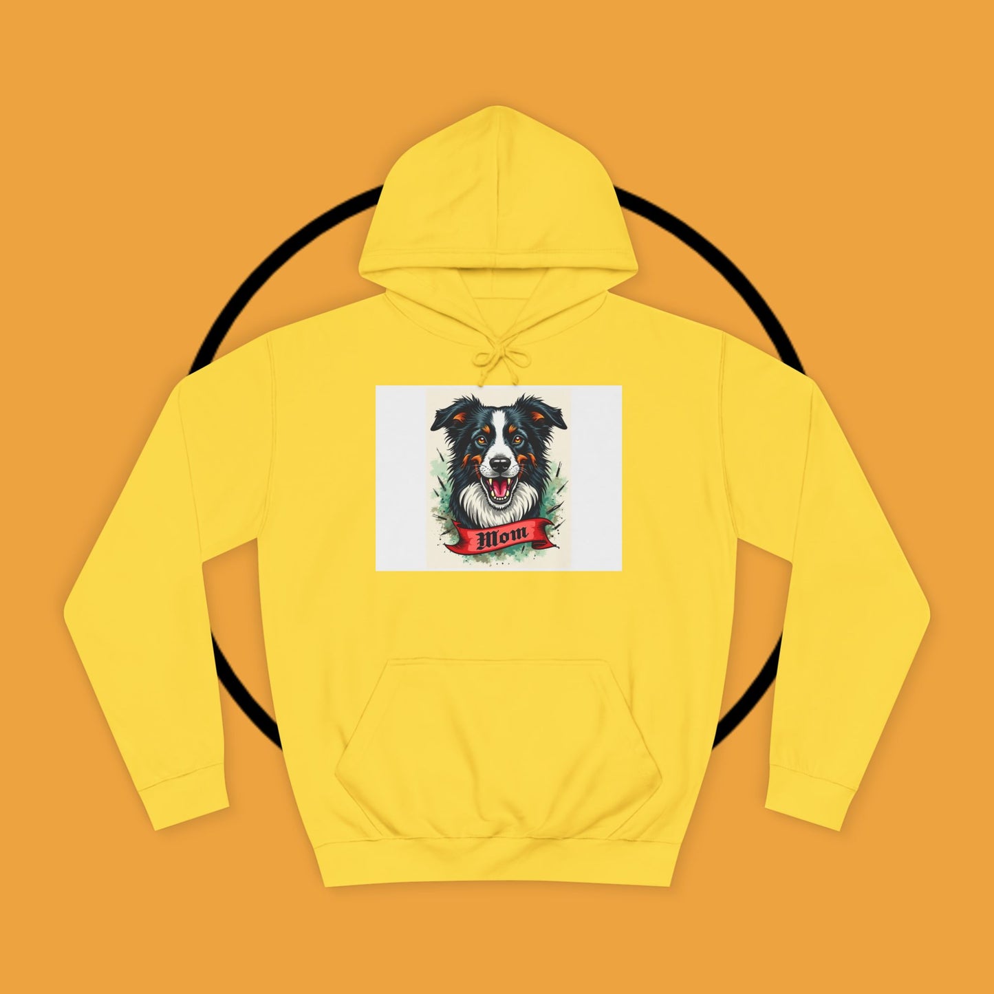 "Border Collie Mom Tattoo Style Hoodie - Vintage Dog Mother Banner Design Sweatshirt | Bold Statement Wear"