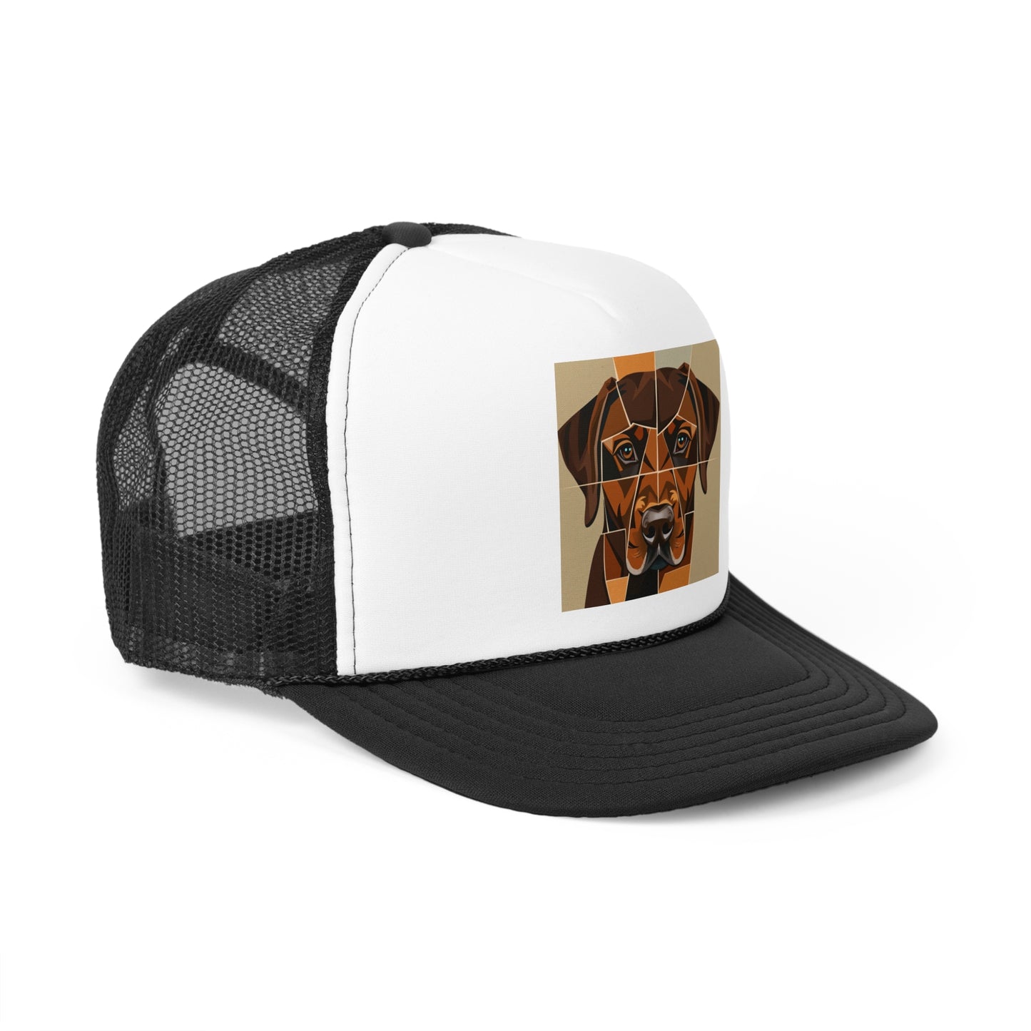 Geometric Dog Trucker Cap - Modern Low Poly Art Design - Unisex Minimalist Cap