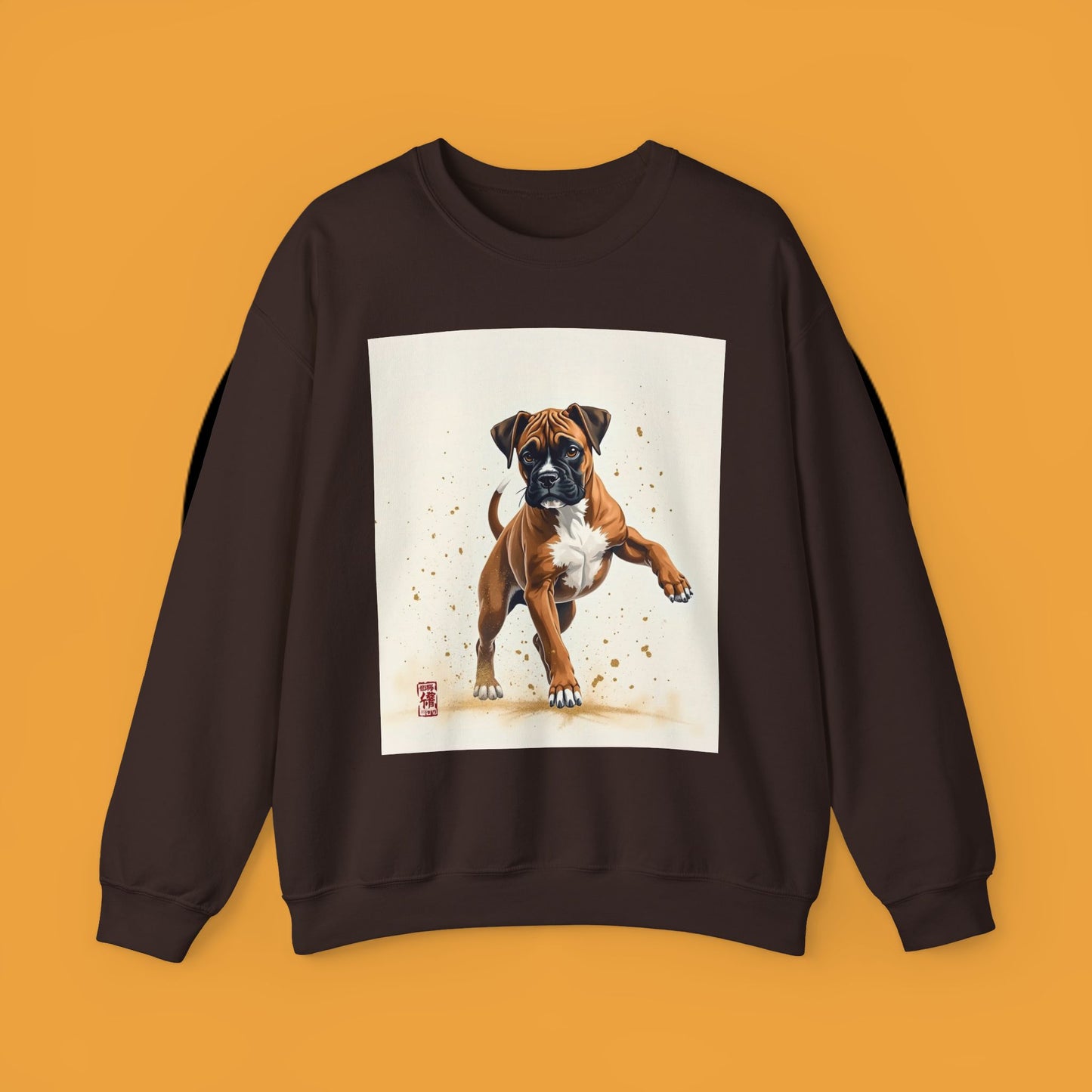 Running Boxer Puppy Crewneck Sweatshirt | Artistic Dog Lover Gift | Dynamic Movement Design