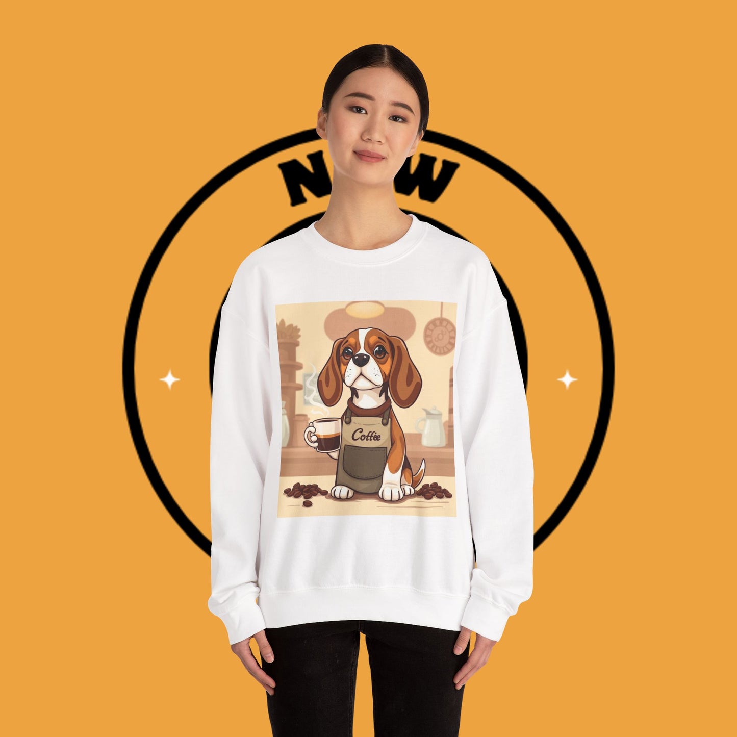 Dog Lover Crewneck Sweatshirt - Beagle Barista ☕ BARISTA BEAGLE SWEATSHIRT - BREW-TIFUL MORNINGS START HERE! ☕