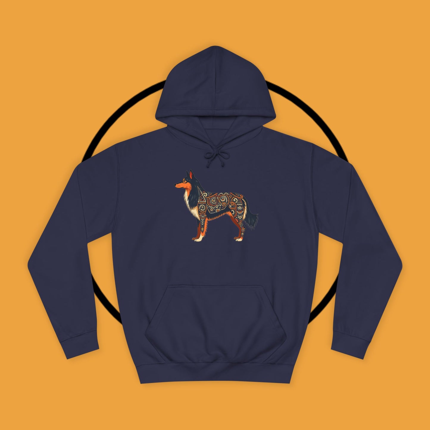 "Tribal Border Collie Mandala Hoodie - Sacred Geometry Dog Art Sweatshirt | Spiritual Celtic Design"