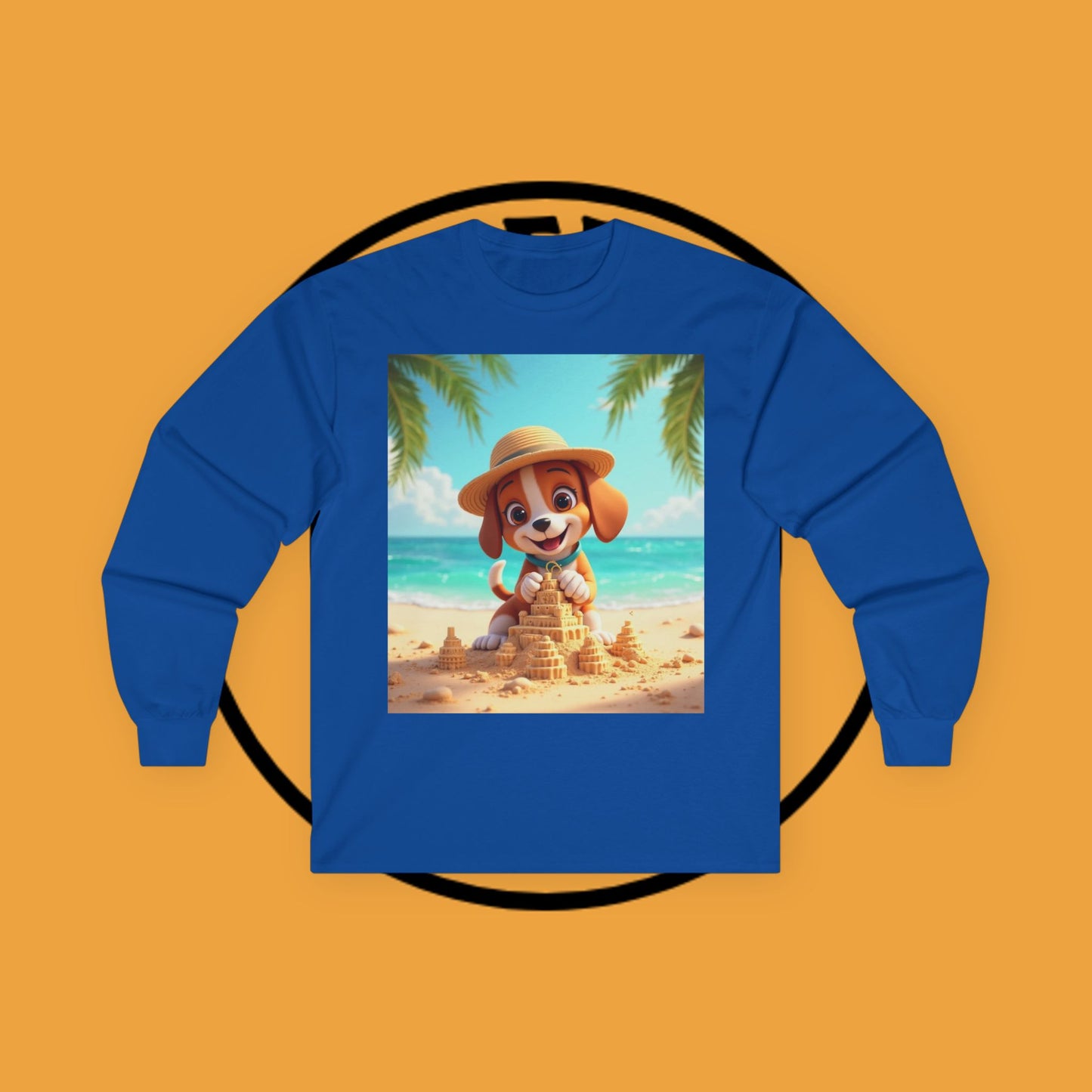 Beach Puppy Building Sandcastle Long Sleeve Shirt - Summer Tee