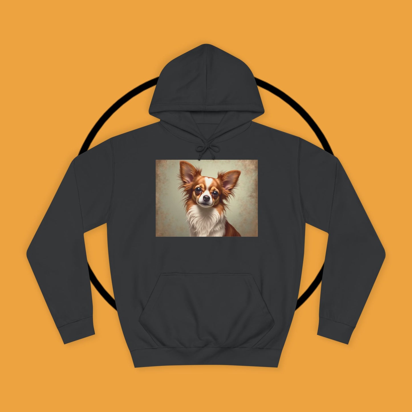 "Long Haired Chihuahua Portrait Hoodie | Elegant Pet Art | Classic Dog Painting Style | Beautiful Chihuahua Gift"