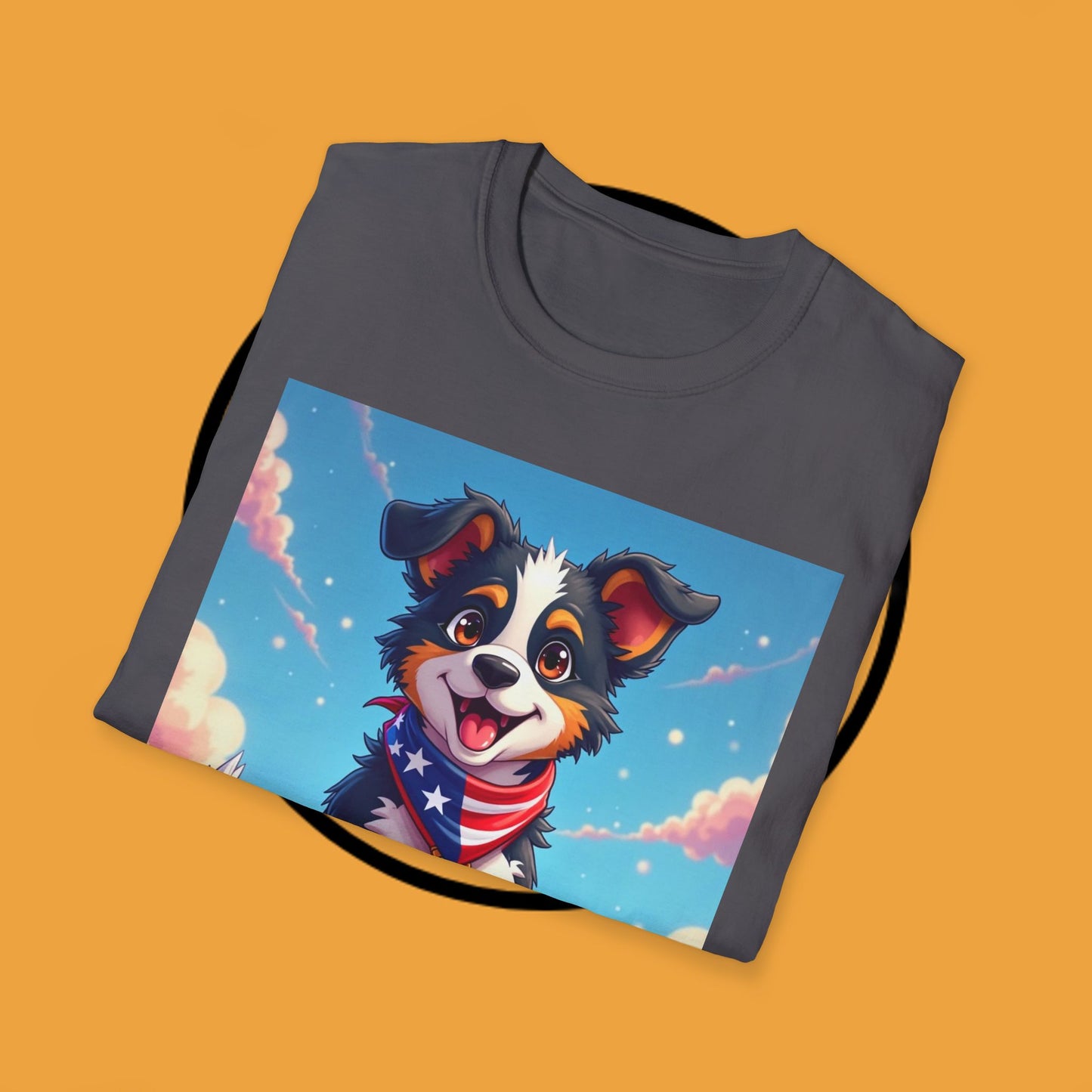 "All-American Champion Puppy" - Patriotic Hero Dog T-Shirt - Patriotic Puppy Dog T-Shirt - American Flag Bandana Champion Dog Tee | USA Pride Pet Lover Gift