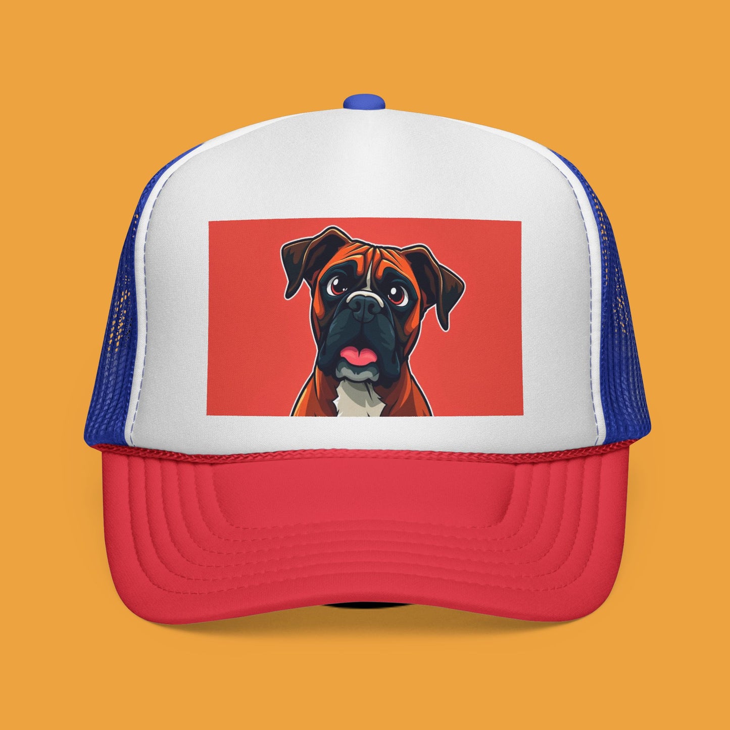 Boxer Dog Trucker Hat - Vintage Pet Portrait Cap | Adjustable Snapback Mesh Hat for Dog Lovers | Premium Quality Animal Art Headwear