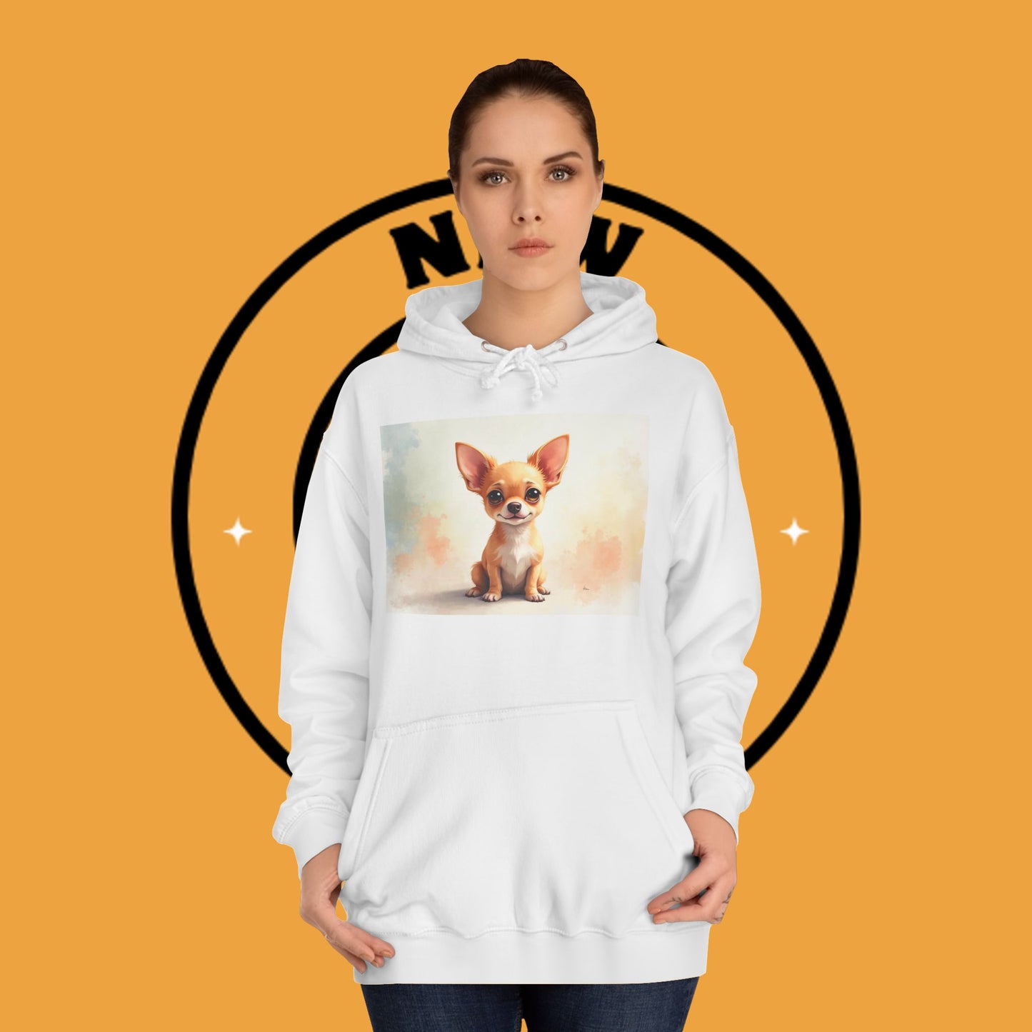 Watercolor Chihuahua Puppy Hoodie - Artistic Dog Portrait Sweatshirt