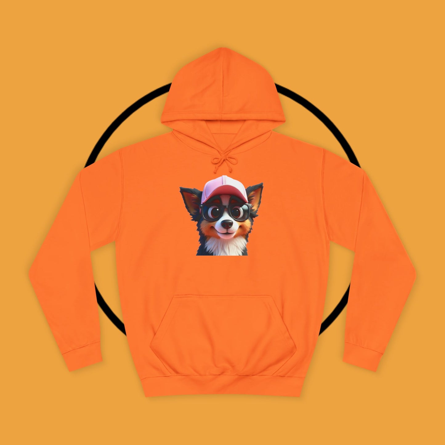 "Hipster Border Collie Puppy with Glasses & Cap Hoodie - Cute Trendy Dog Sweatshirt | Fun Design"