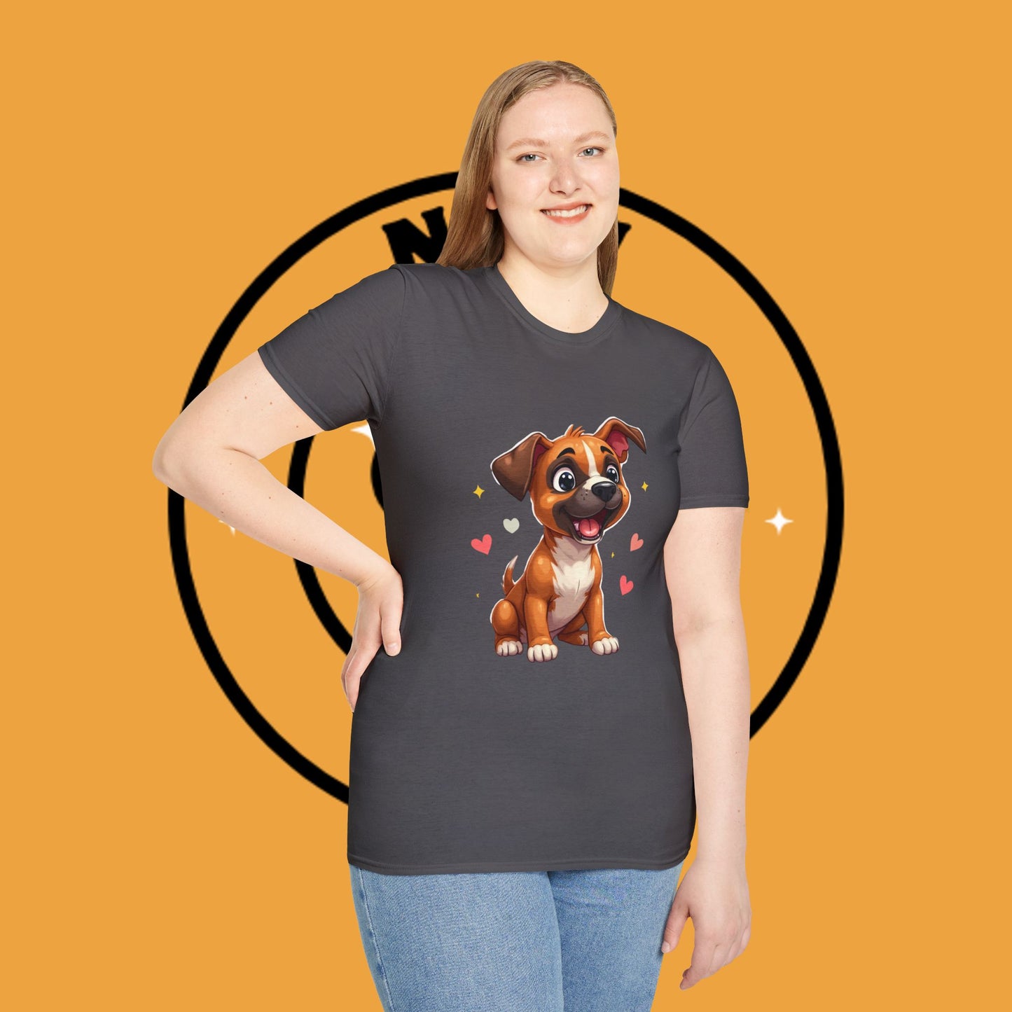 Cute Boxer Puppy Love T-Shirt - Happy Dog Heart Design Tee for Dog Lovers