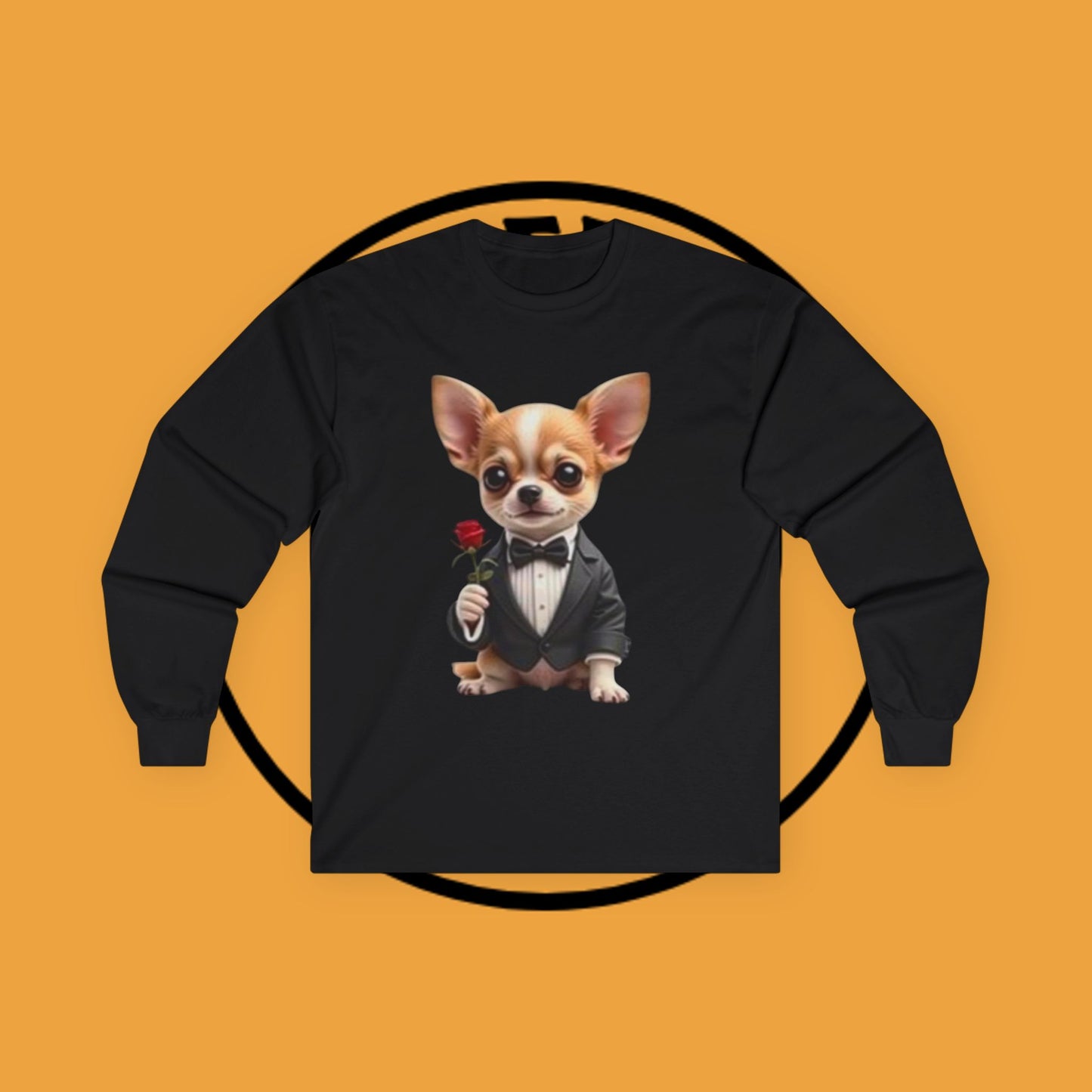 ๐น Gentleman Chihuahua Long Sleeve Tee - Dapper Dog in Tuxedo Design