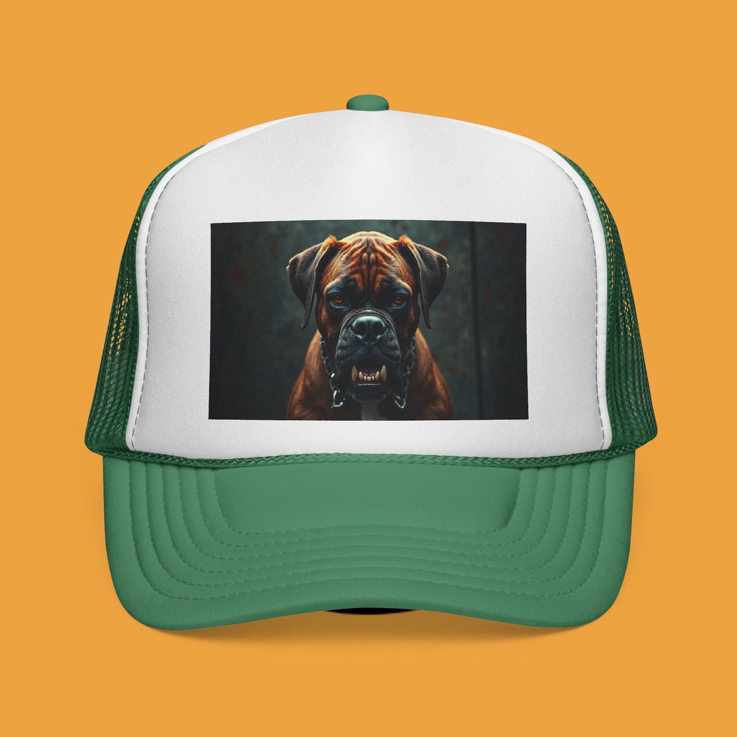 "Alpha Boxer Dog Trucker Cap - Fierce Guardian Design | Realistic Portrait Snapback Hat | Protective Breed Baseball Cap"