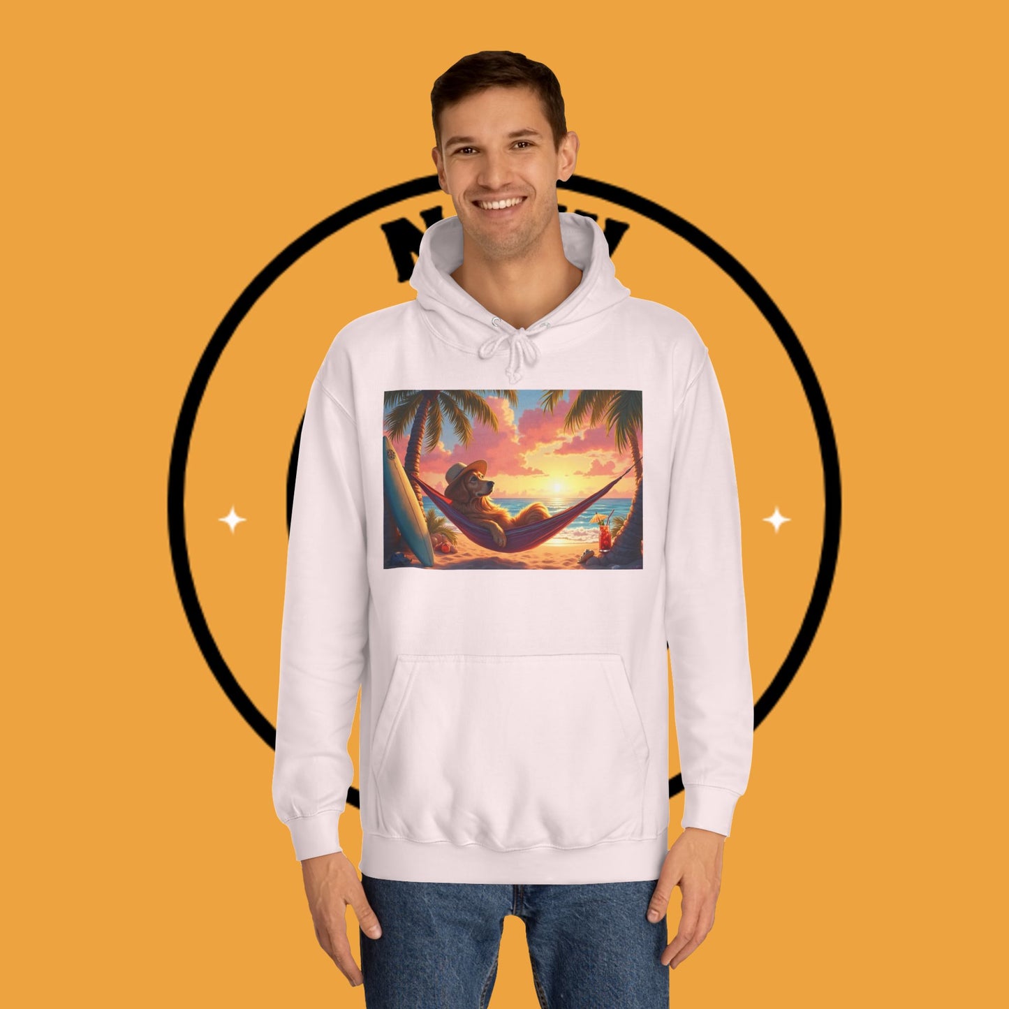 Beachside Bliss Golden Retriever Hammock Hoodie - Unisex Hoodies