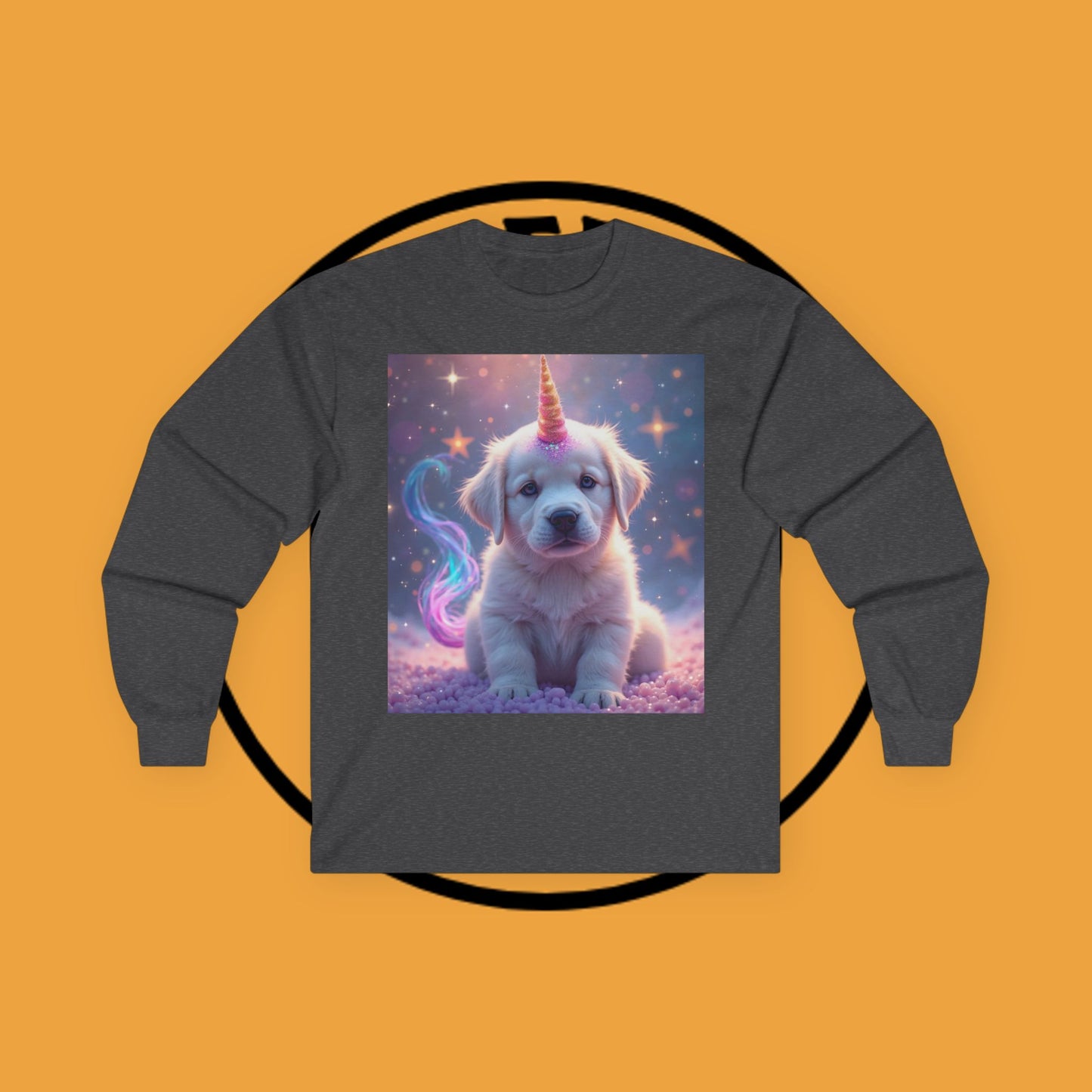 Magical Unicorn Puppy - Cosmic Fantasy Rainbow Horn Puppy Design - Unicorn Puppy with Sparkly Horn and Magic Tail - Long Sleeve T-Shirt for Fantasy Lovers π¦β¨