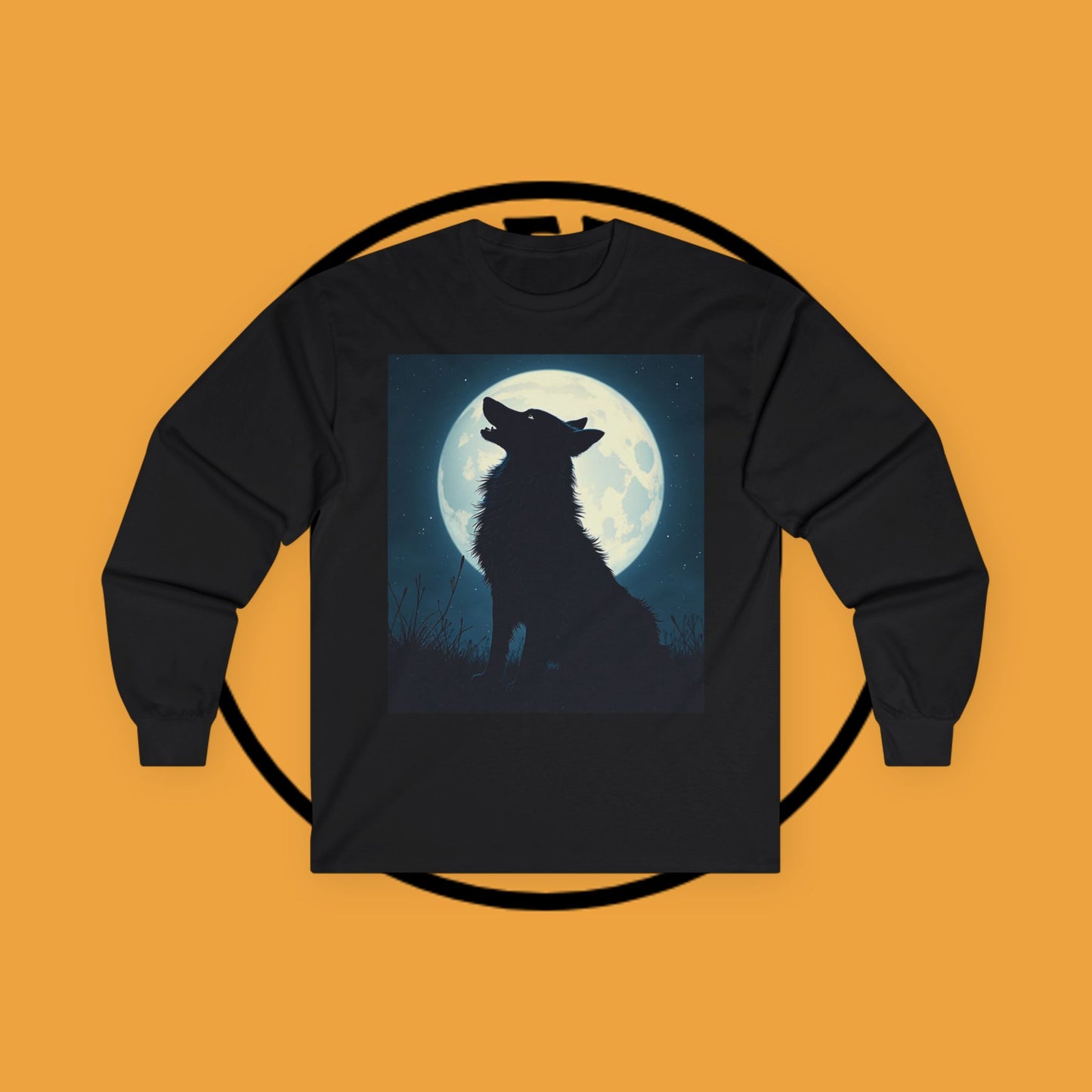Moonlight Border Collie Long Sleeve Tee - Howling Dog Silhouette Shirt | Mystical Pet Apparel