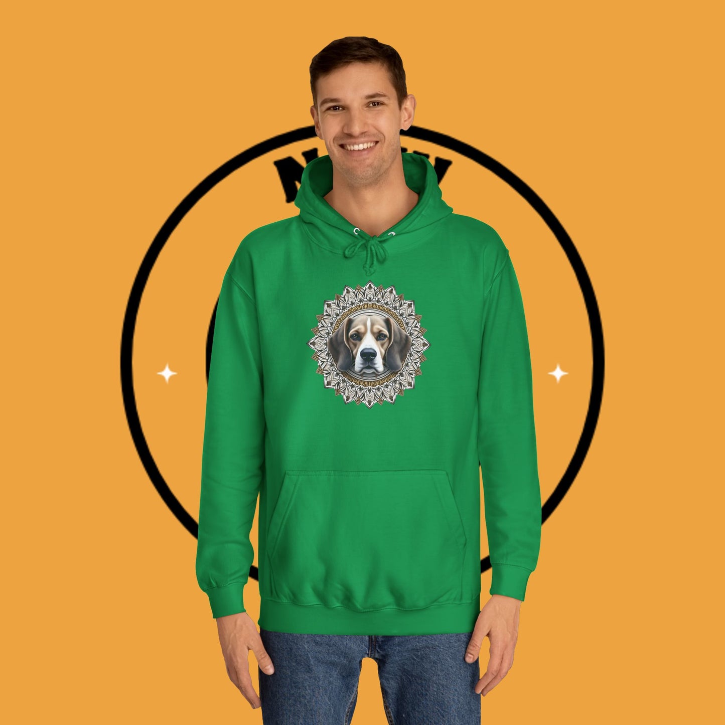 🕉️ Sacred Beagle Mandala Hoodie - Where Spirituality Meets Canine Love! ✨Royal Beagle Mandala Hoodie 🐾✨- Unisex Hoodie