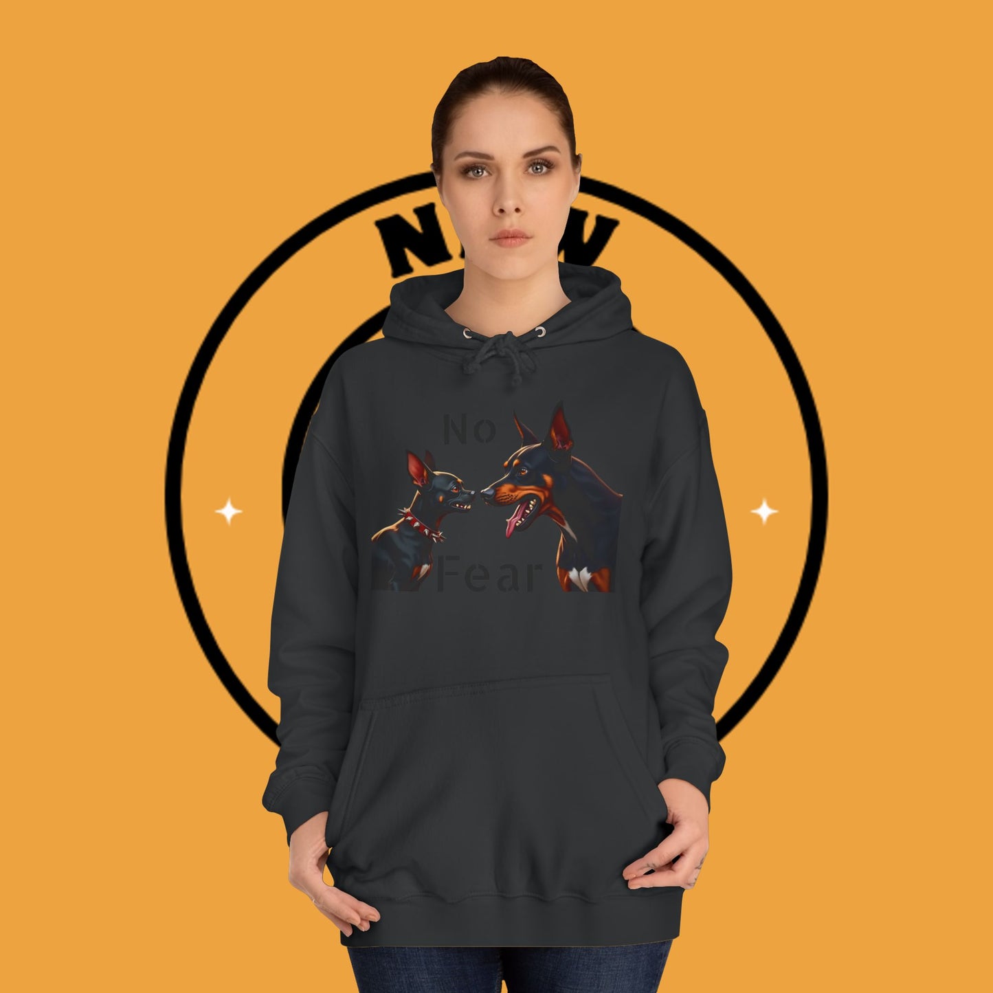 "Fearless Chihuahua vs Doberman Hoodie | Small Dog Big Attitude | David Goliath Pet Art | Brave Little Dog Gift"