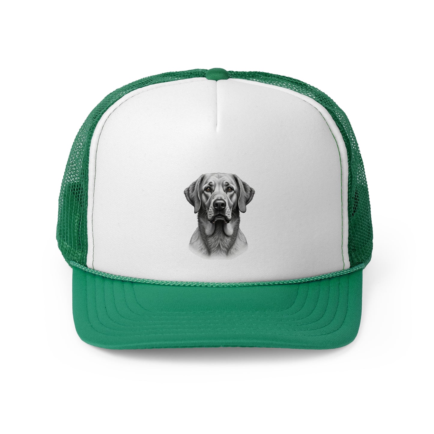 Hyperrealistic Labrador Trucker Cap - Professional Black White Portrait - Unisex Artistic Cap
