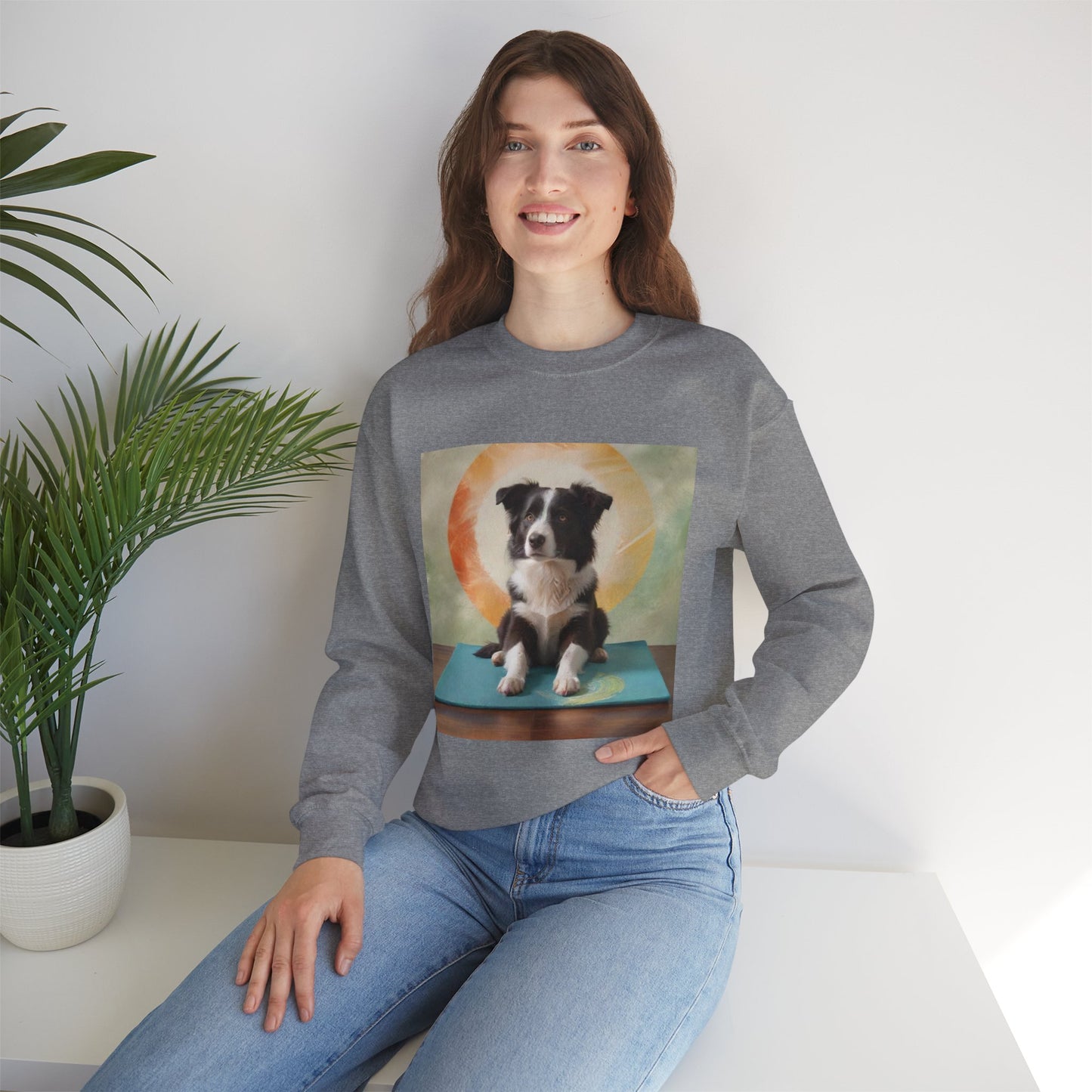 Zen Border Collie Yoga Dog Crewneck Sweatshirt - Meditation Pet Lover Gift | Spiritual Animal Art