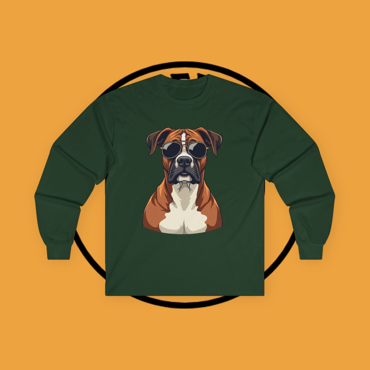 Cool Boxer Dog with Sunglasses Long Sleeve T-Shirt - Funny Aviator Style Design