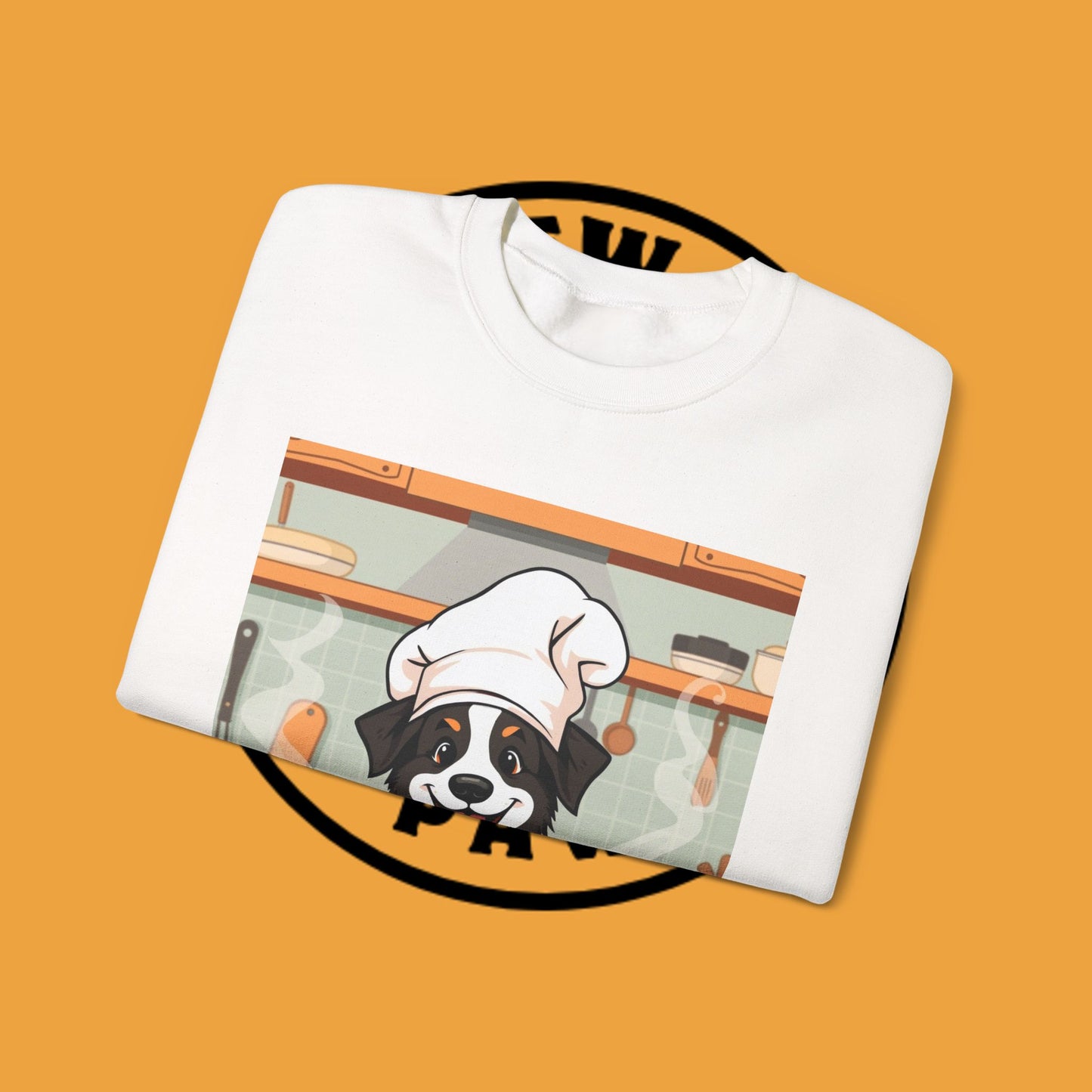 Chef Dog Crewneck Sweatshirt - Cute Puppy Cook with Chef Hat Kitchen Design | Culinary Lover Gift