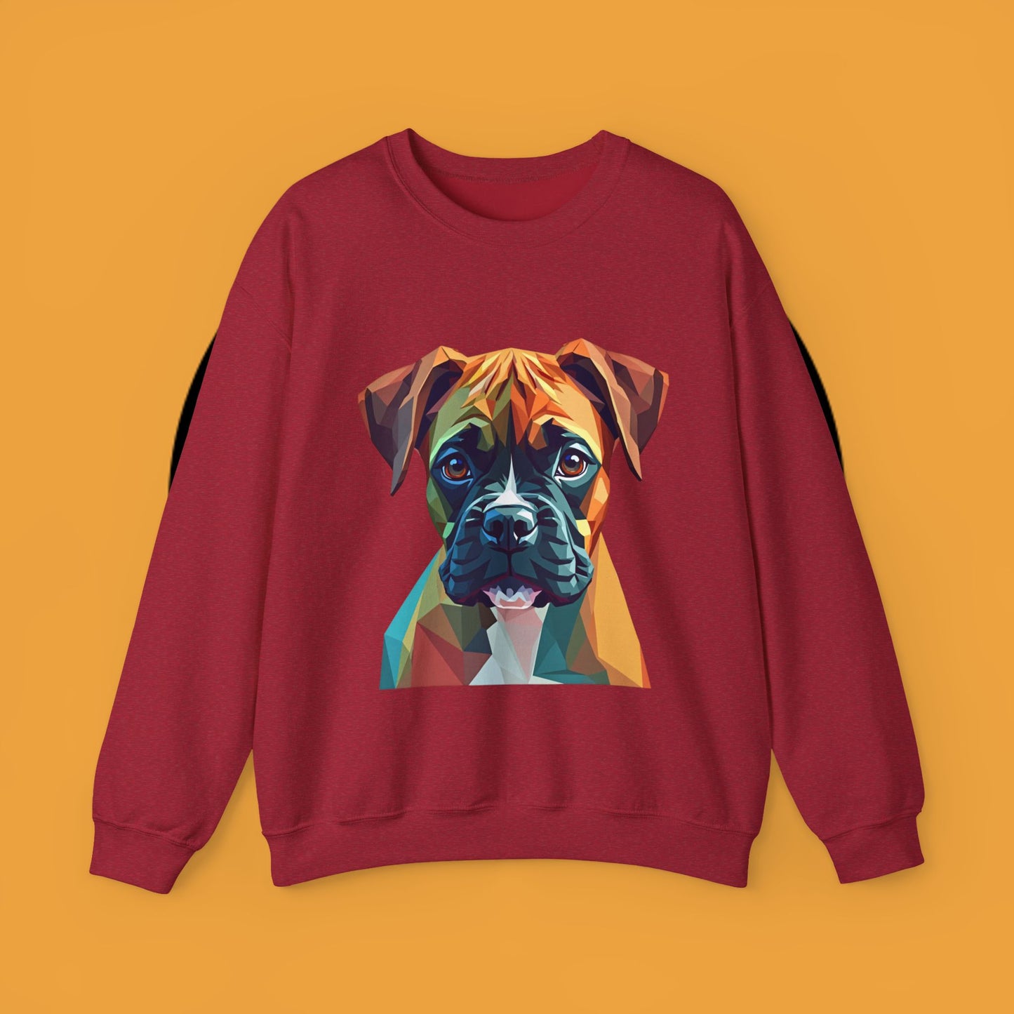 Geometric Boxer Dog Crewneck Sweatshirt - Polygon Art Pet Portrait - Modern Design Lover Gift