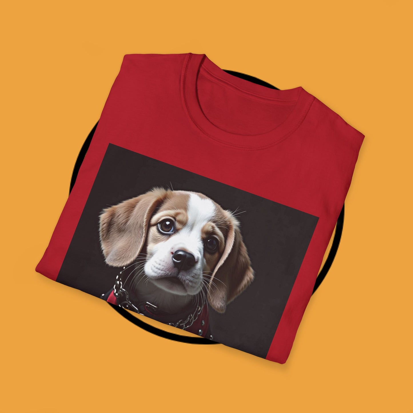 Tough Beagle Puppy T-Shirt - Rebel Dog with Leather Harness Design | Edgy Pet Lover Biker Style Tee