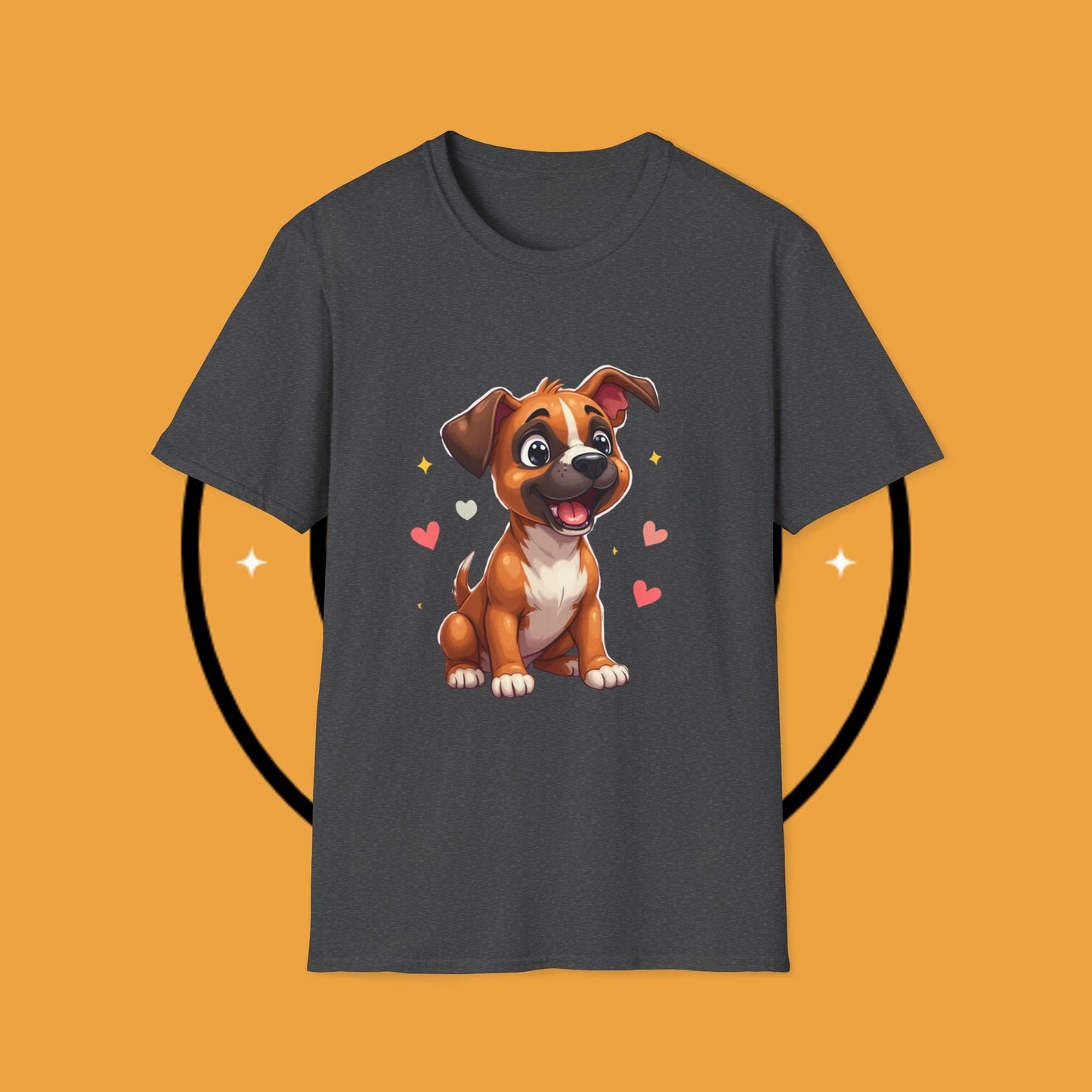 Cute Boxer Puppy Love T-Shirt - Happy Dog Heart Design Tee for Dog Lovers