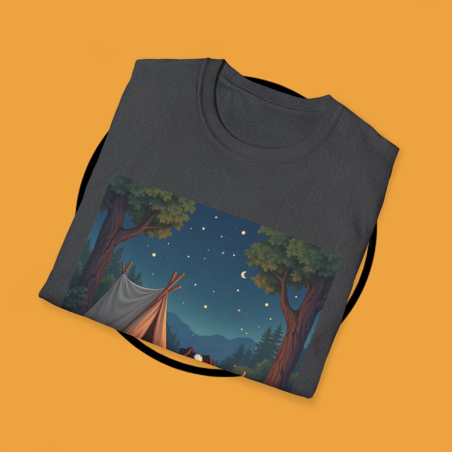 "Camping Adventure Border Collie" - Outdoor Adventure Dog T-Shirt - Border Collie Camping T-Shirt - Outdoor Adventure Dog Under Stars Tee | Nature Lover Pet Gift