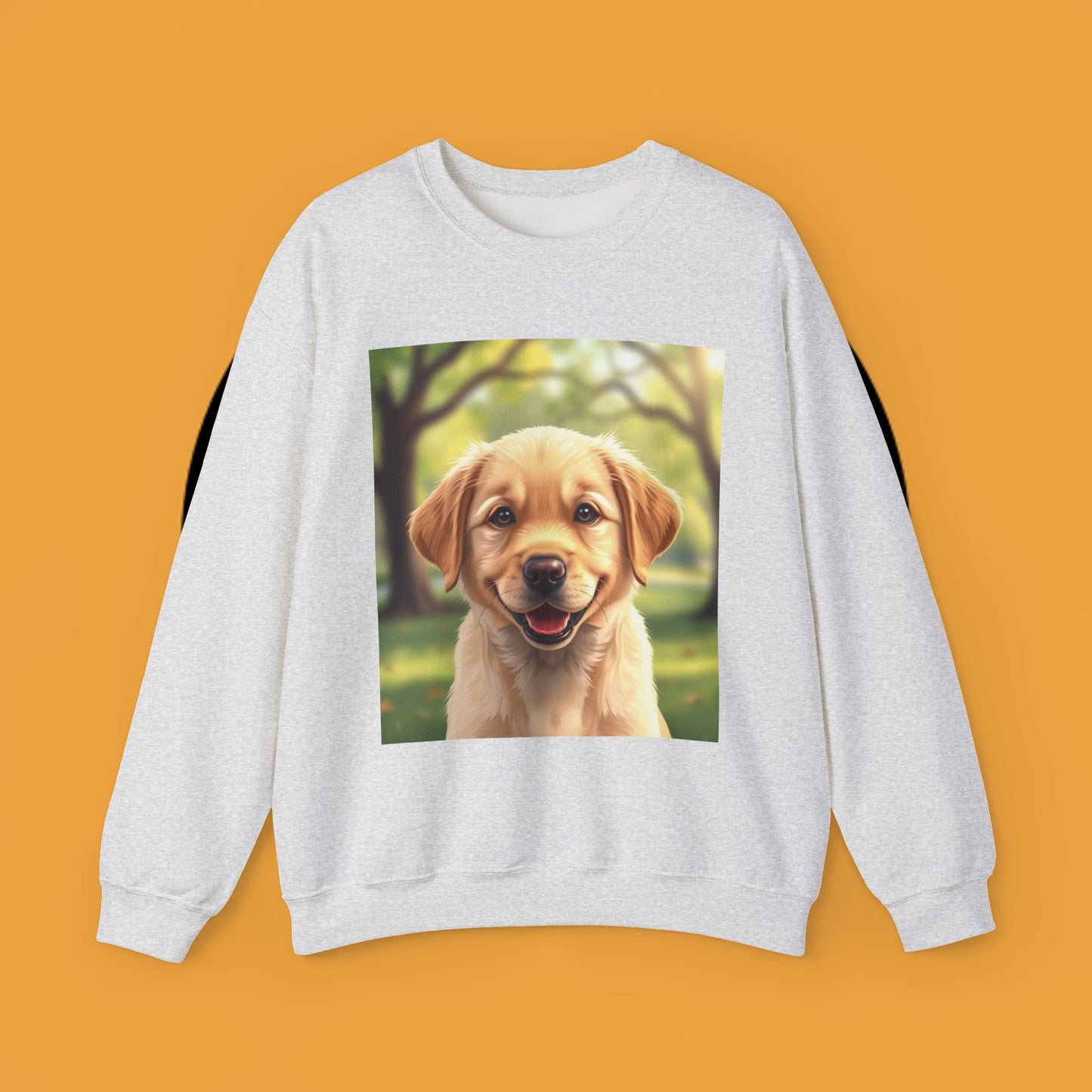 Crewneck Sweatshirt - Adorable Puppy Smiling in the Park - Sweet and Happy Golden Retriever