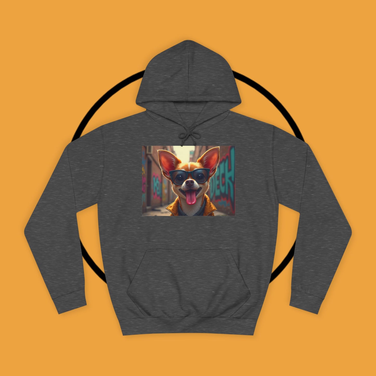 "Hip Chihuahua Sunglasses Hoodie | Cool Street Dog Art | Urban Hipster Pet Fashion | Trendy Animal Streetwear"