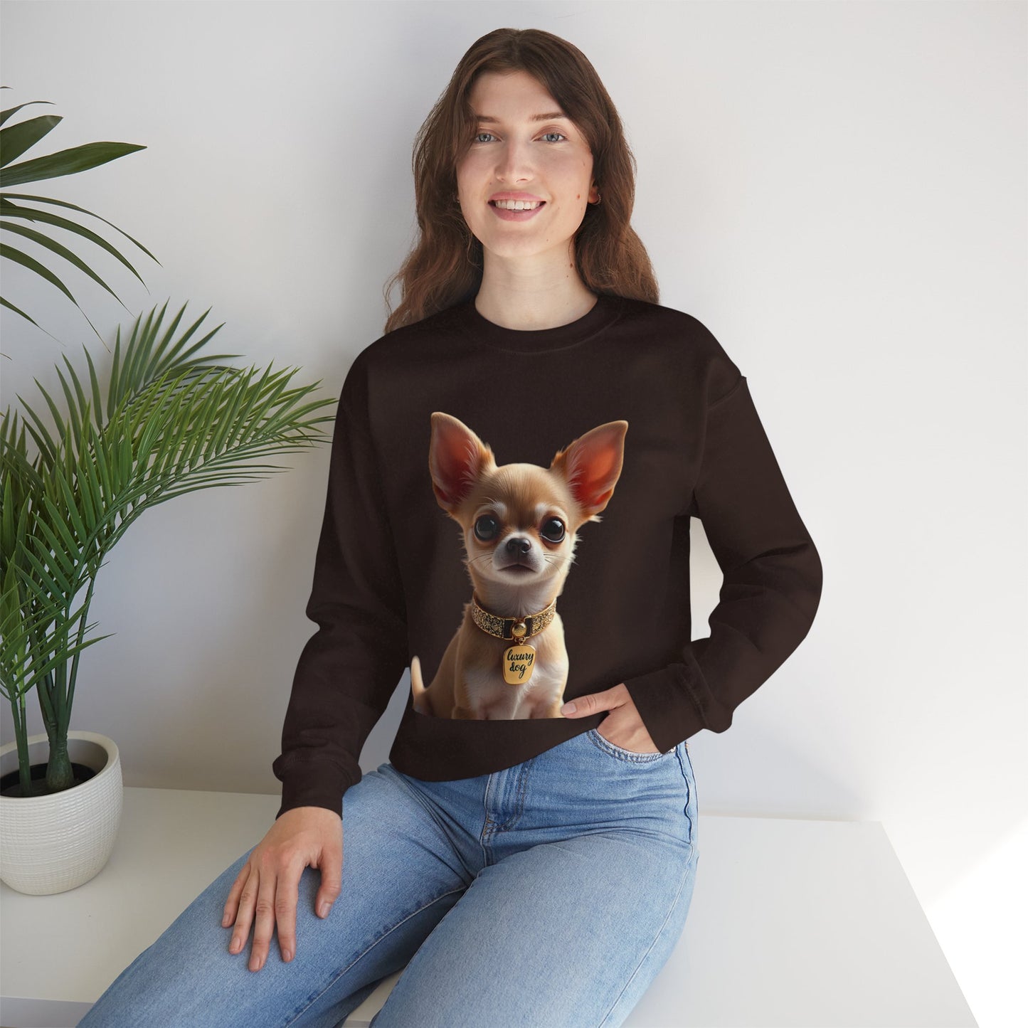Luxury Chihuahua Sweatshirt | Premium Designer Dog Portrait | High-End Pet Lover Fashion