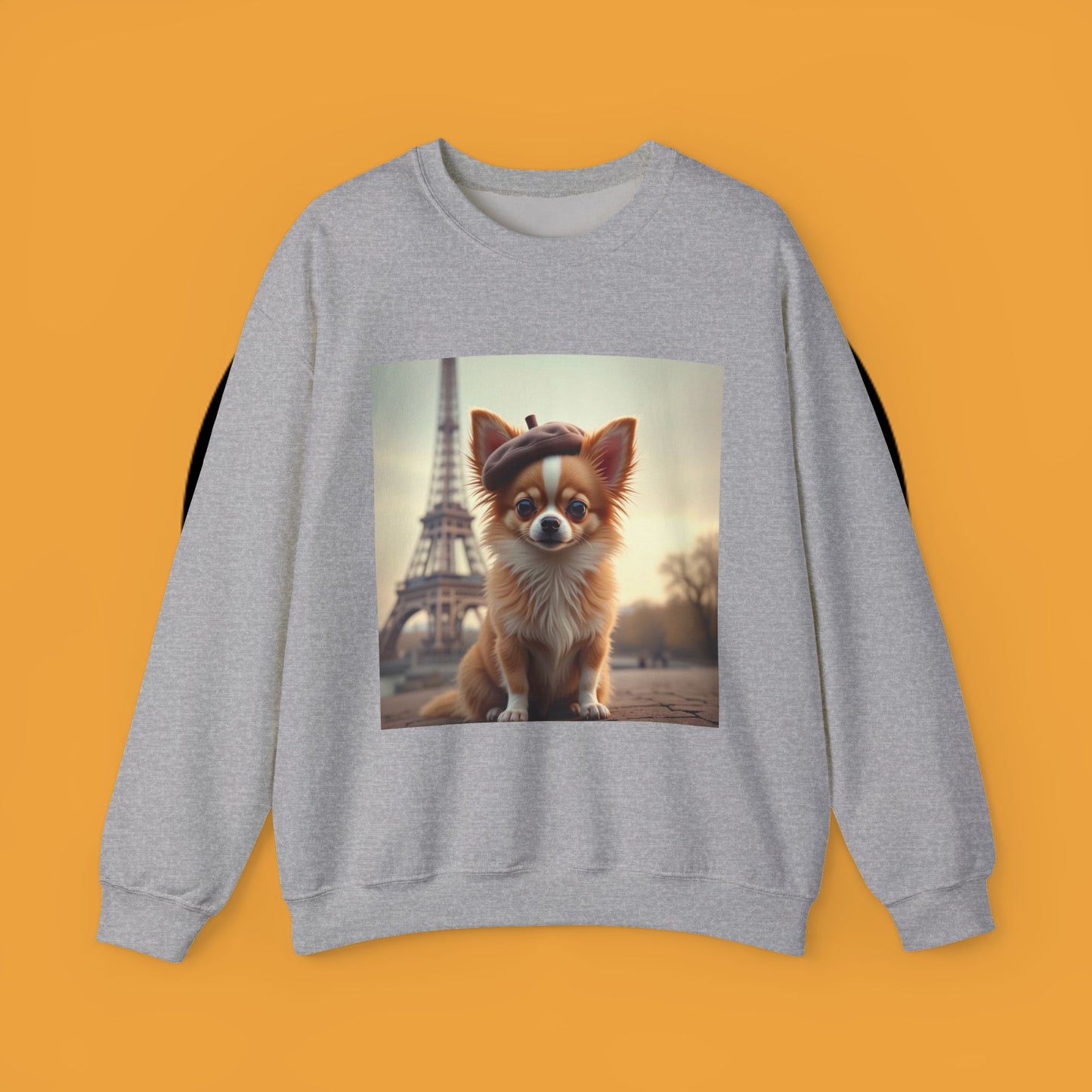 Parisian Chihuahua Beret Sweatshirt | French Dog Eiffel Tower Design | Travel Lover Gift
