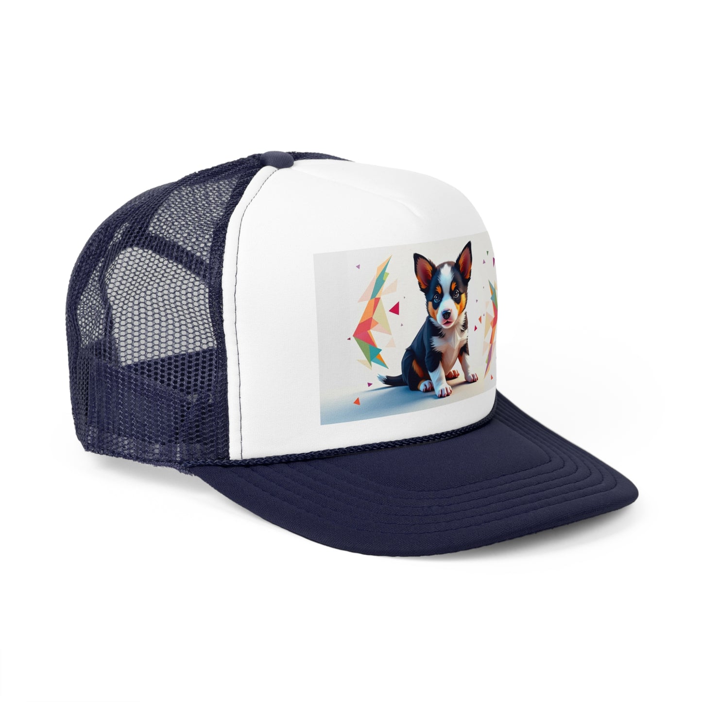Geometric Puppy Trucker Hat - Modern Art Dog Cap - Abstract Design Baseball Hat