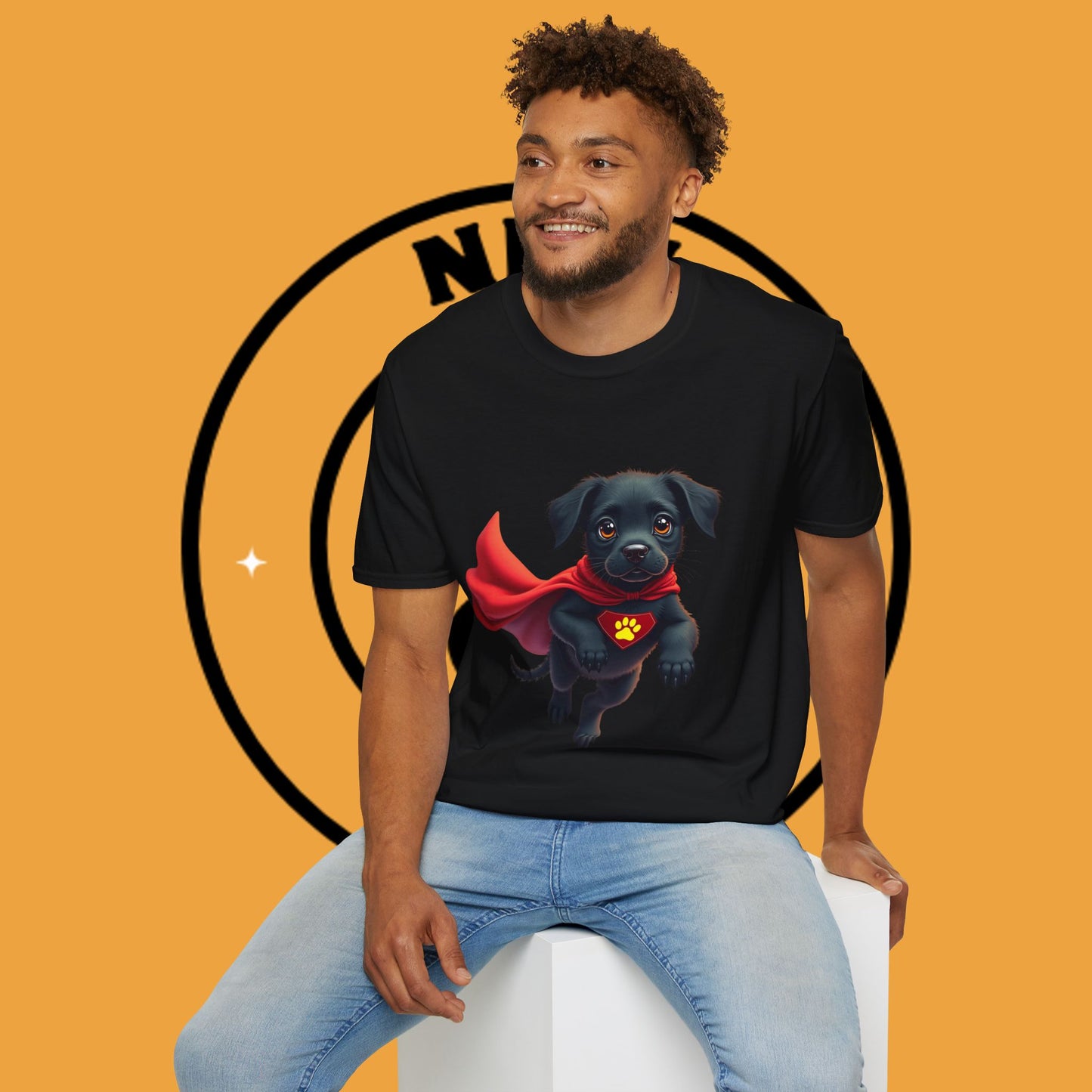 Superhero Retriever Puppy - Dog - Unisex T-Shirt Design Tiny Hero 🦸♂️ | Adorable Black Puppy Superhero T-Shirt for Canine Crusaders