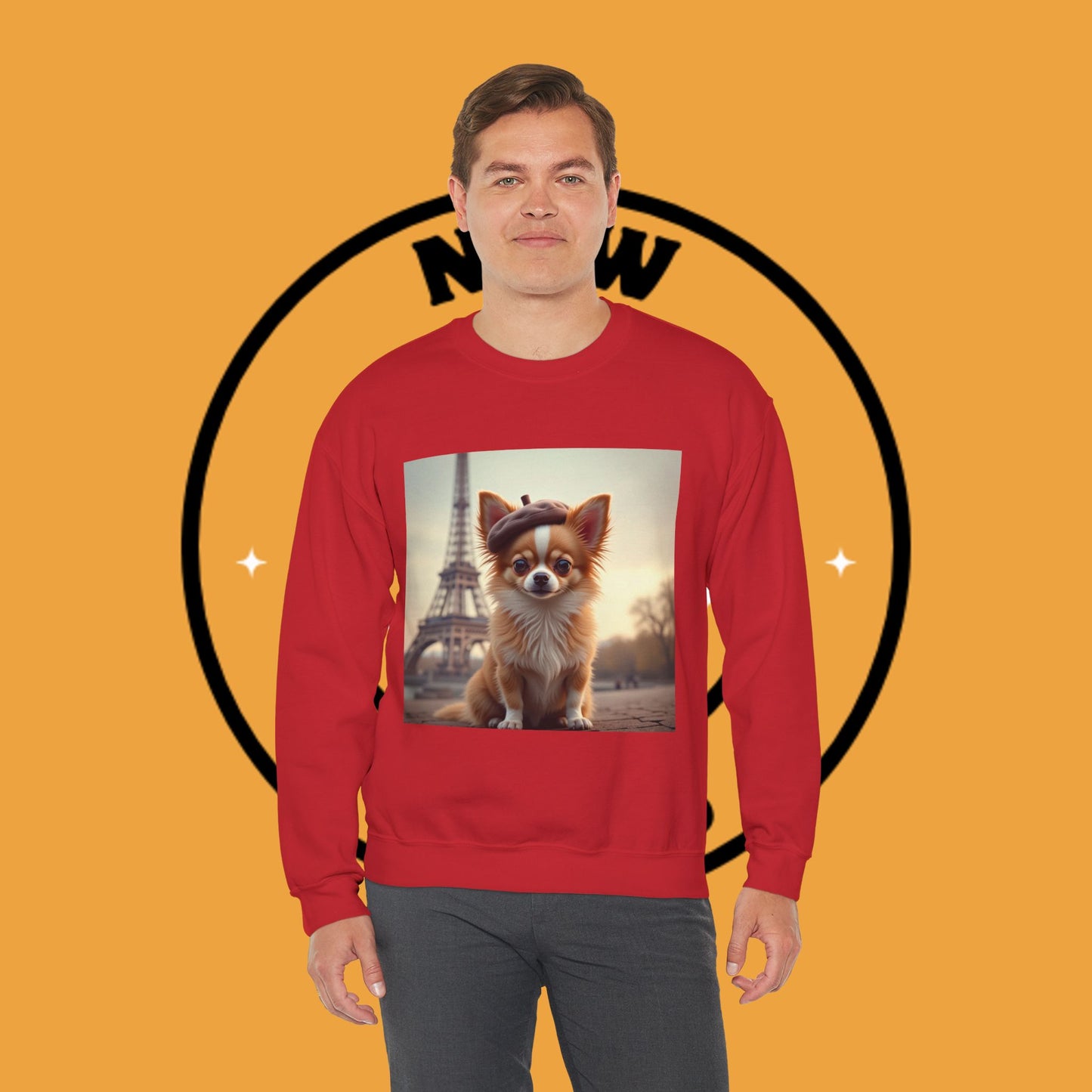Parisian Chihuahua Beret Sweatshirt | French Dog Eiffel Tower Design | Travel Lover Gift